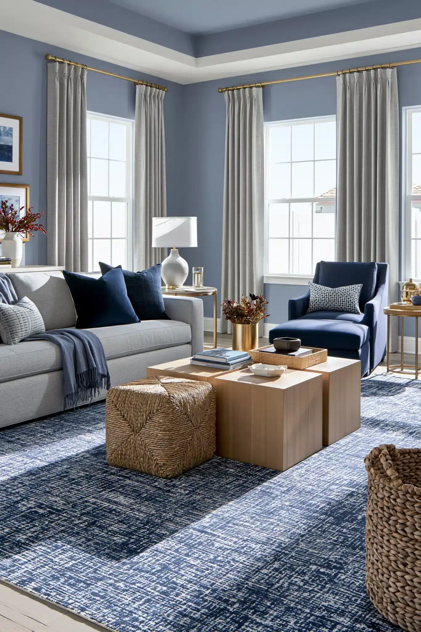 29 Navy Blue and Grey Living Room Ideas That Feel Grounded 25