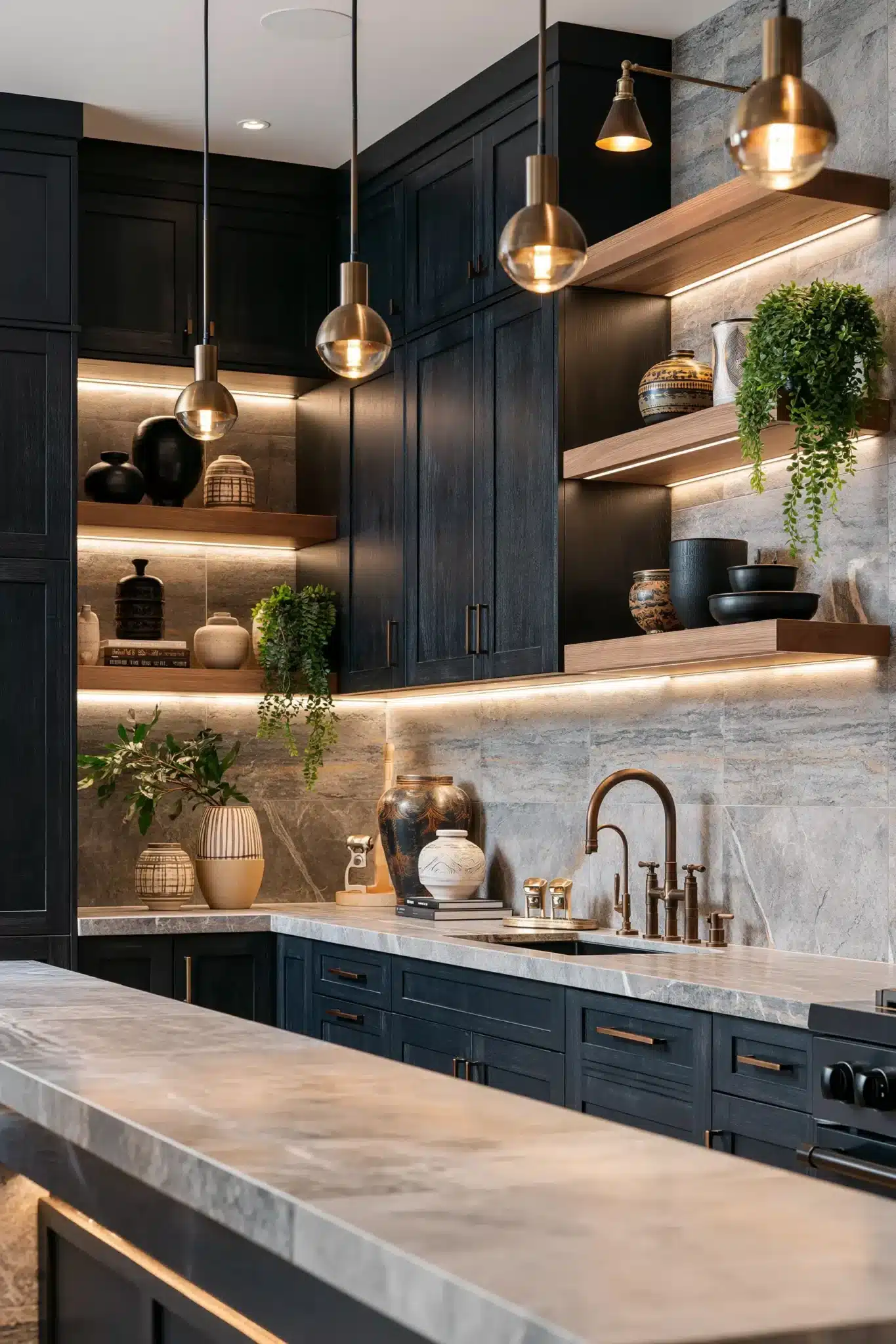 29 Gothic Kitchen Ideas with Stone, Brass, and Black 25