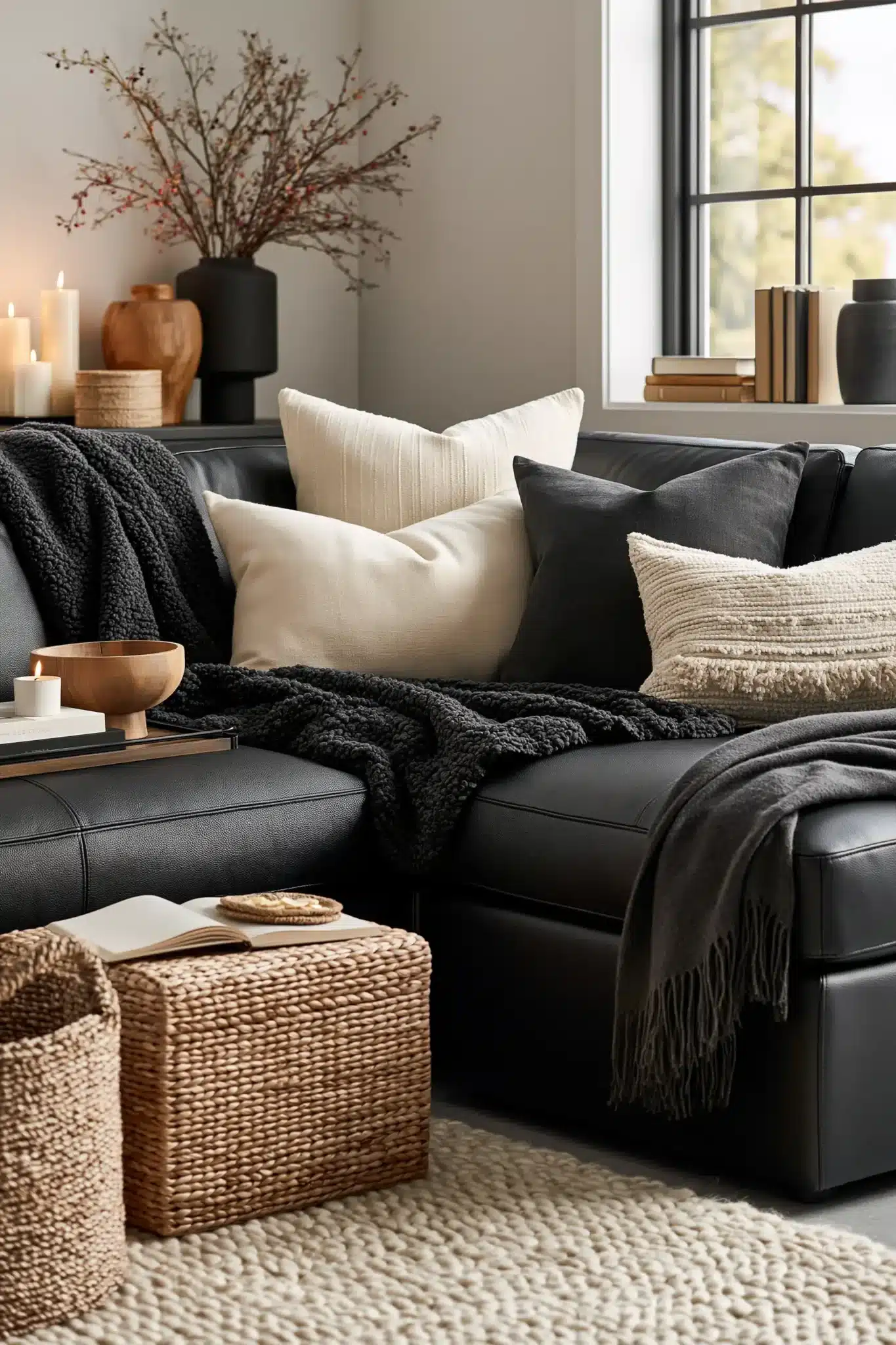 29 Black and White Living Room Decor Ideas with Real Contrast 25