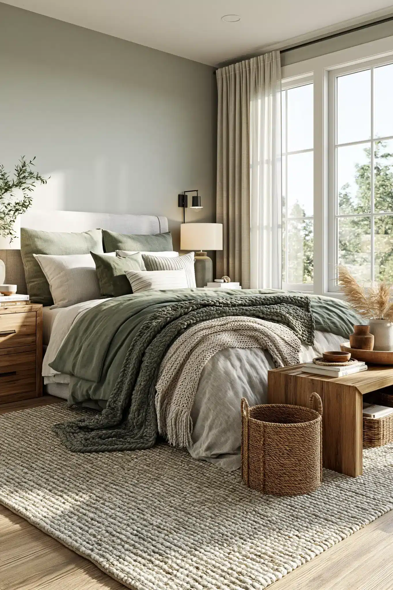 29 Sage Green and Grey Bedroom Ideas That Read Calm 25