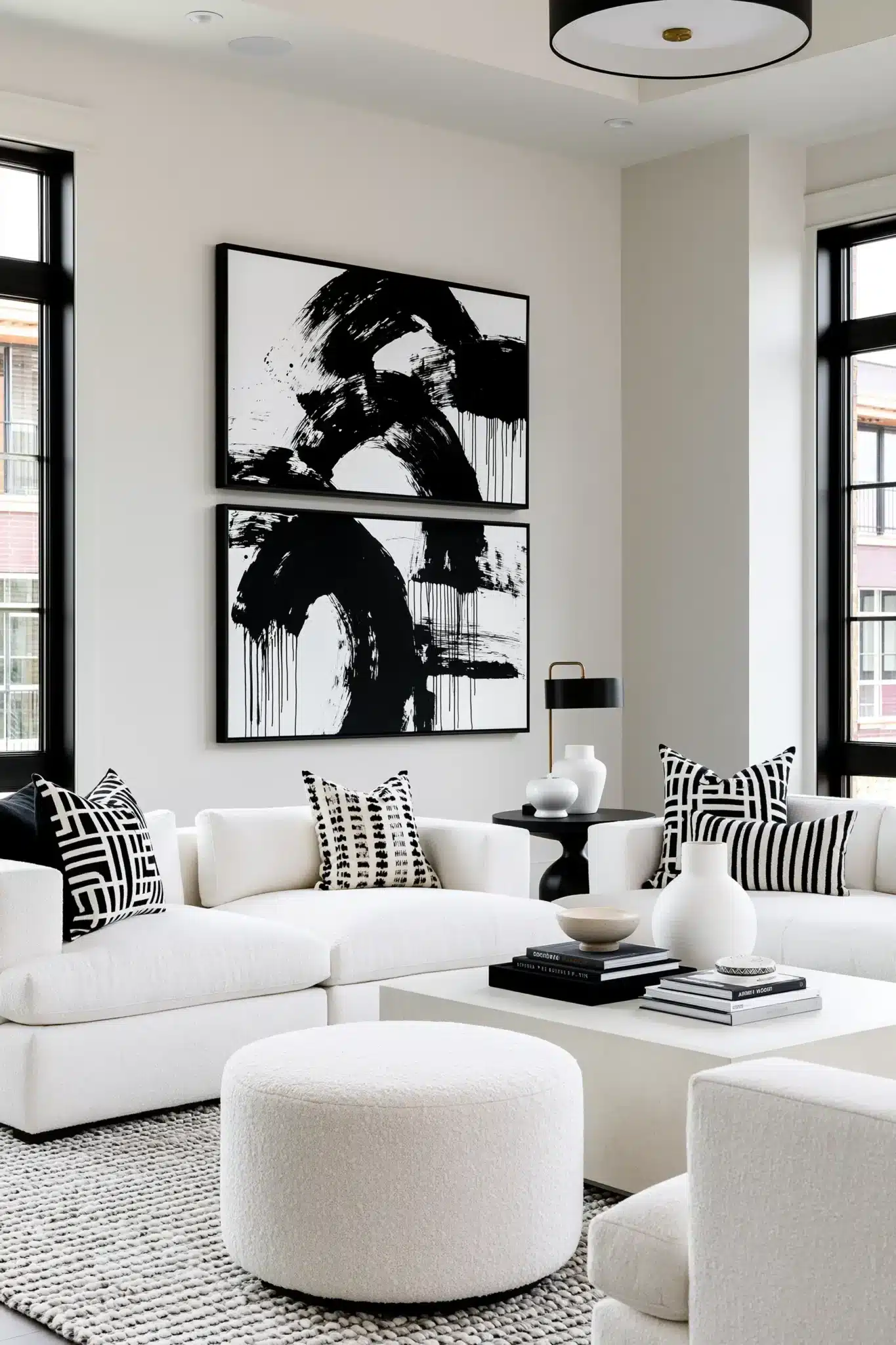29 Black and White Living Room Decor Ideas with Real Contrast 26