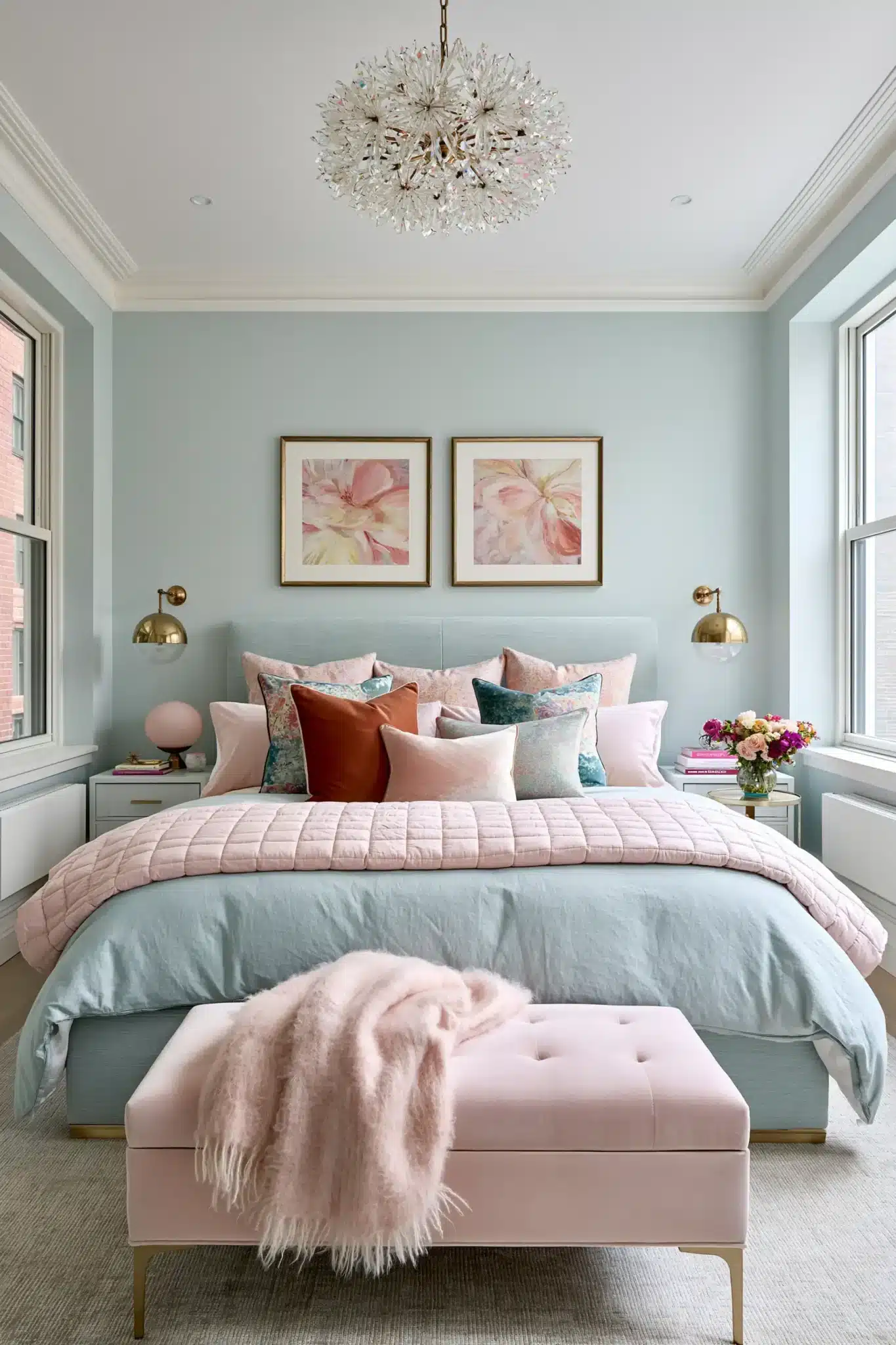 29 Light Blue and Pink Bedroom Ideas That Stay Grown-Up 26