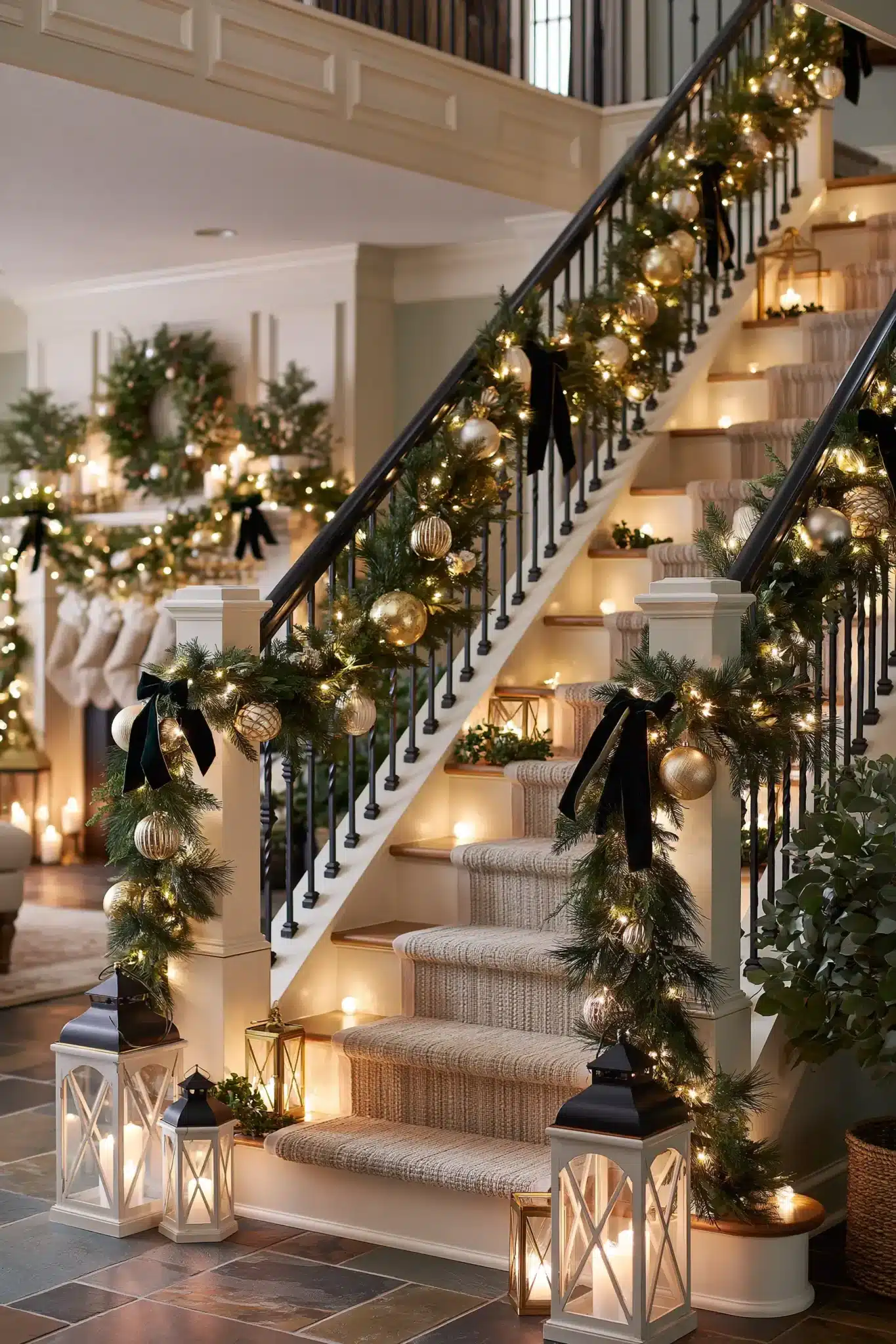 29 Christmas Staircase Decor Ideas That Actually Hold Up 26