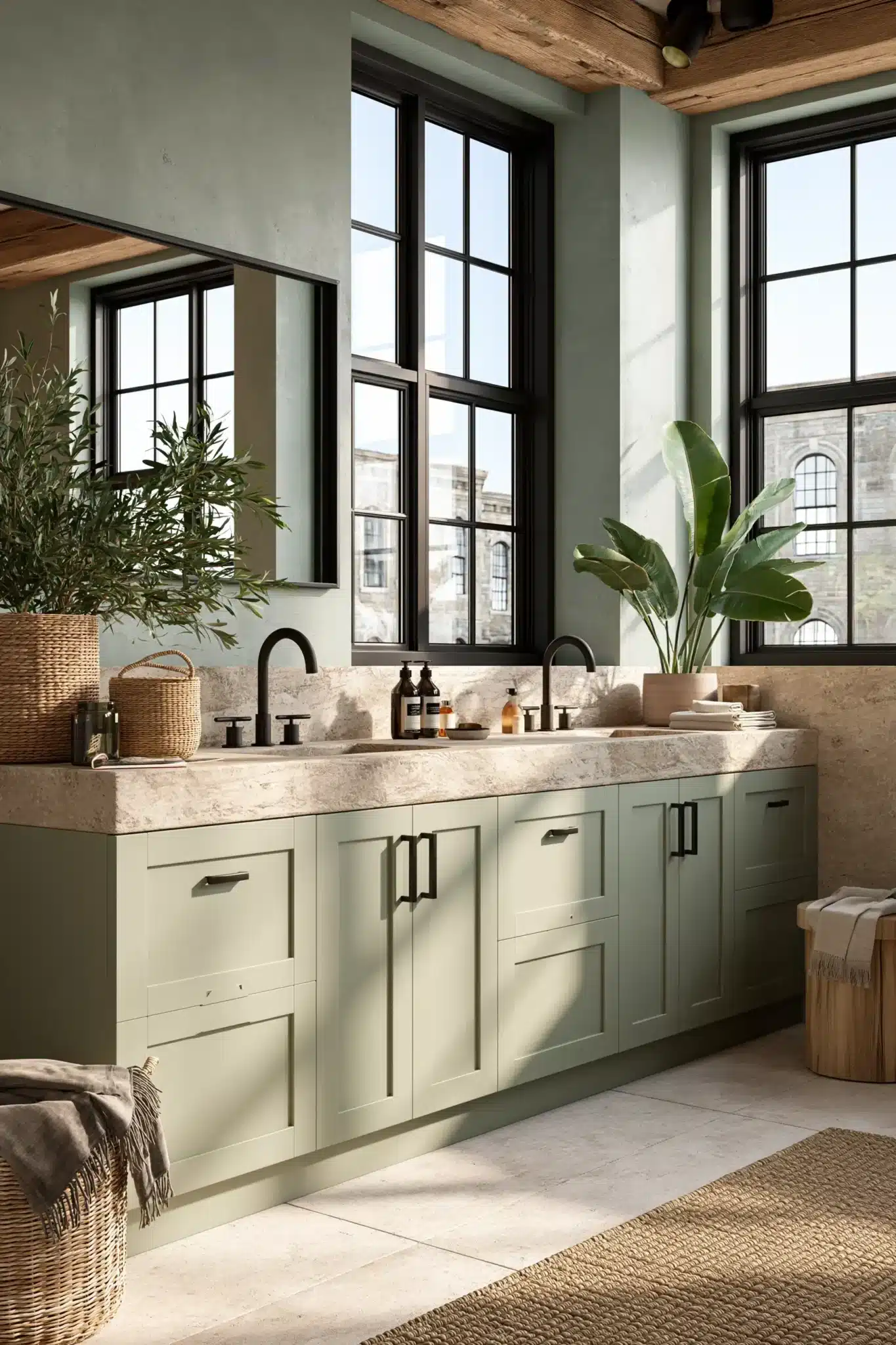 29 Sage Green and Black Bathroom Ideas That Stay Sharp 26