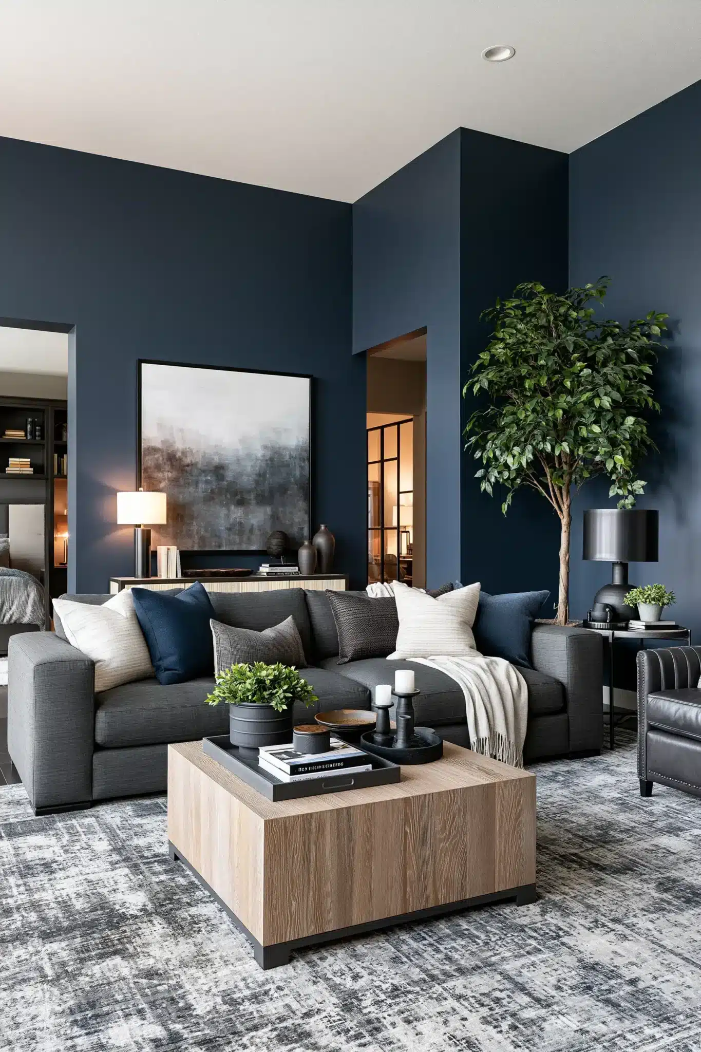 29 Navy Blue and Grey Living Room Ideas That Feel Grounded 26