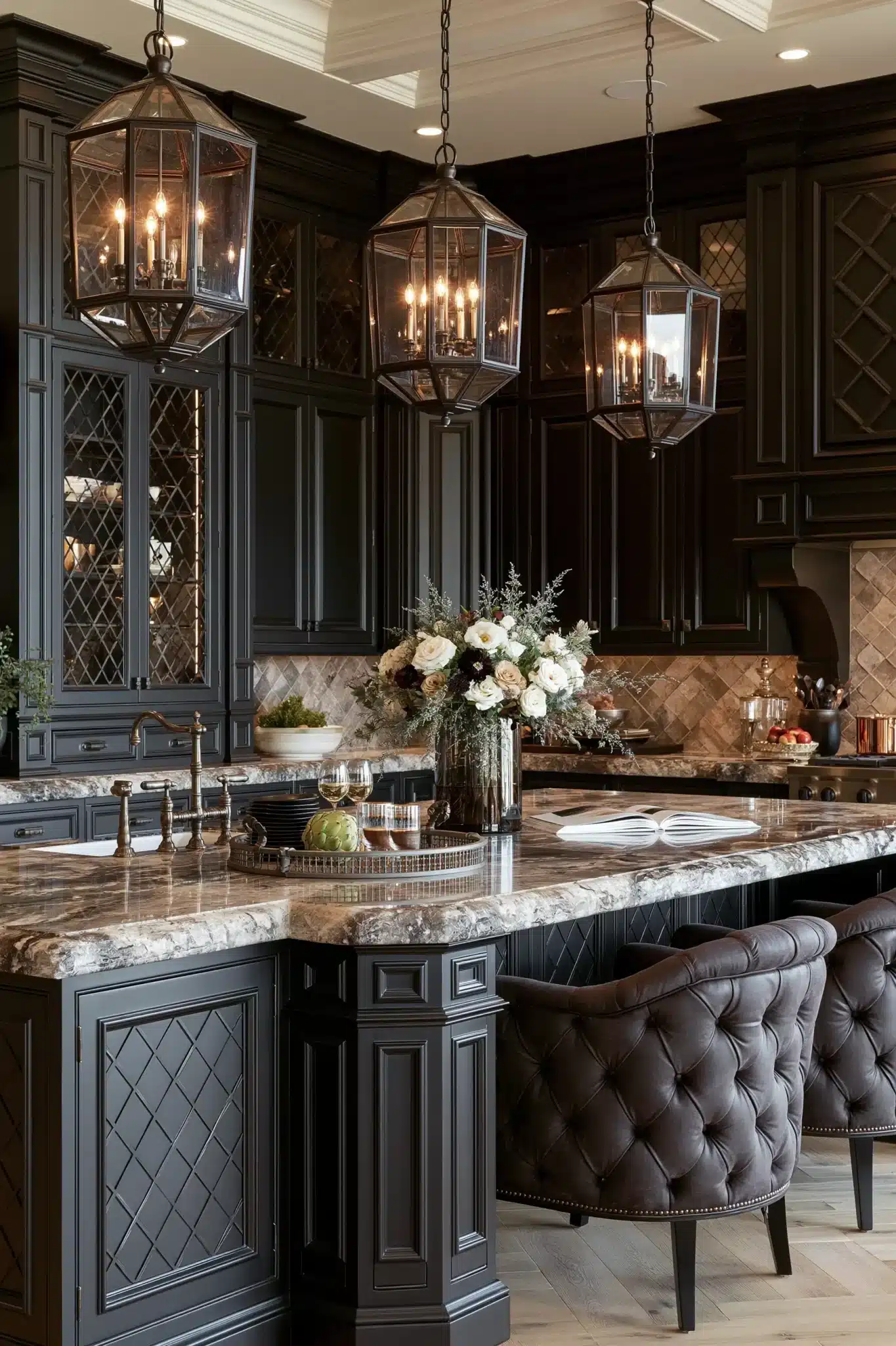 29 Gothic Kitchen Ideas with Stone, Brass, and Black 27