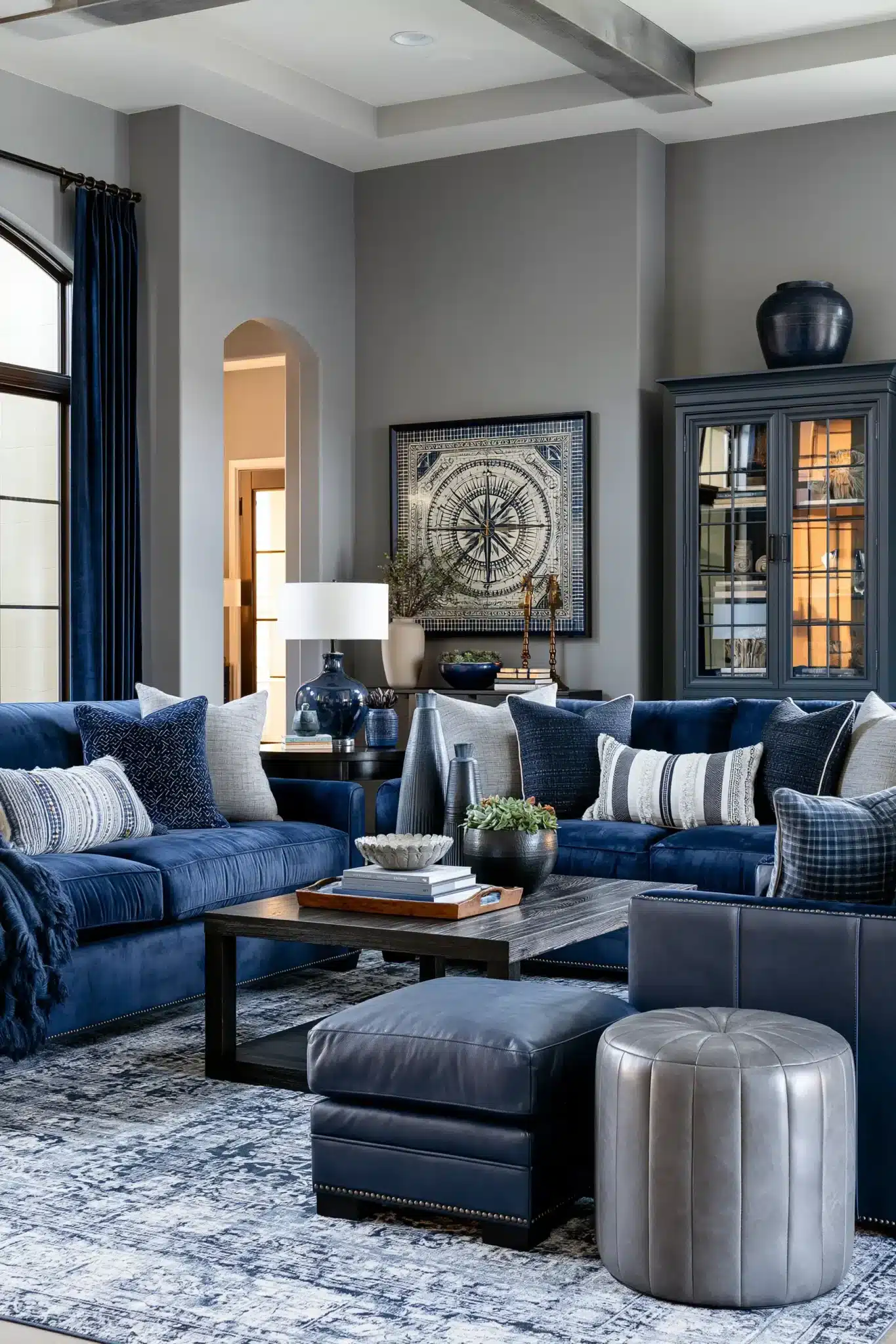 29 Navy Blue and Grey Living Room Ideas That Feel Grounded 27