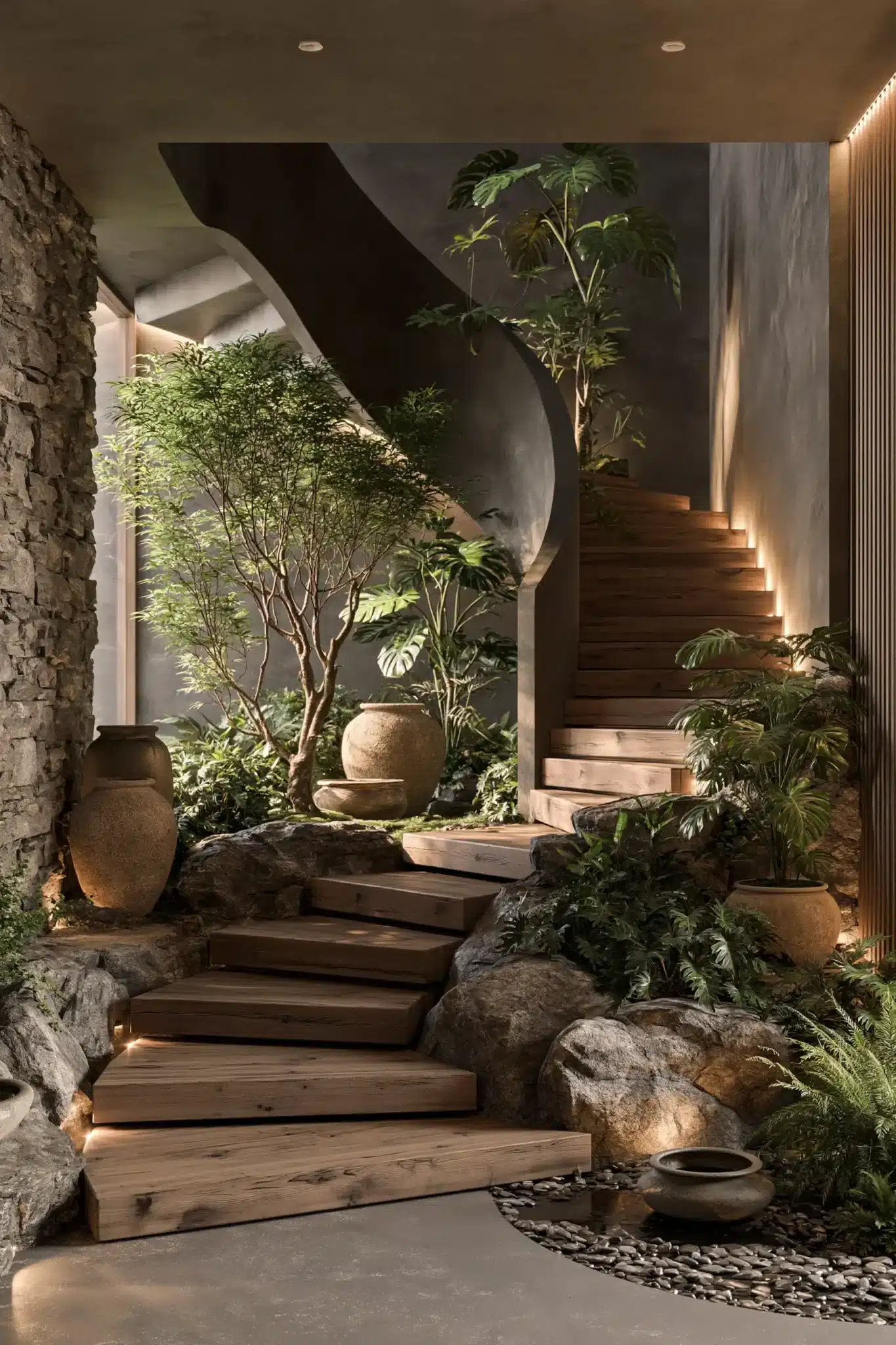 29 Indoor Staircase Garden Ideas for a Stairwell That Breathes 27