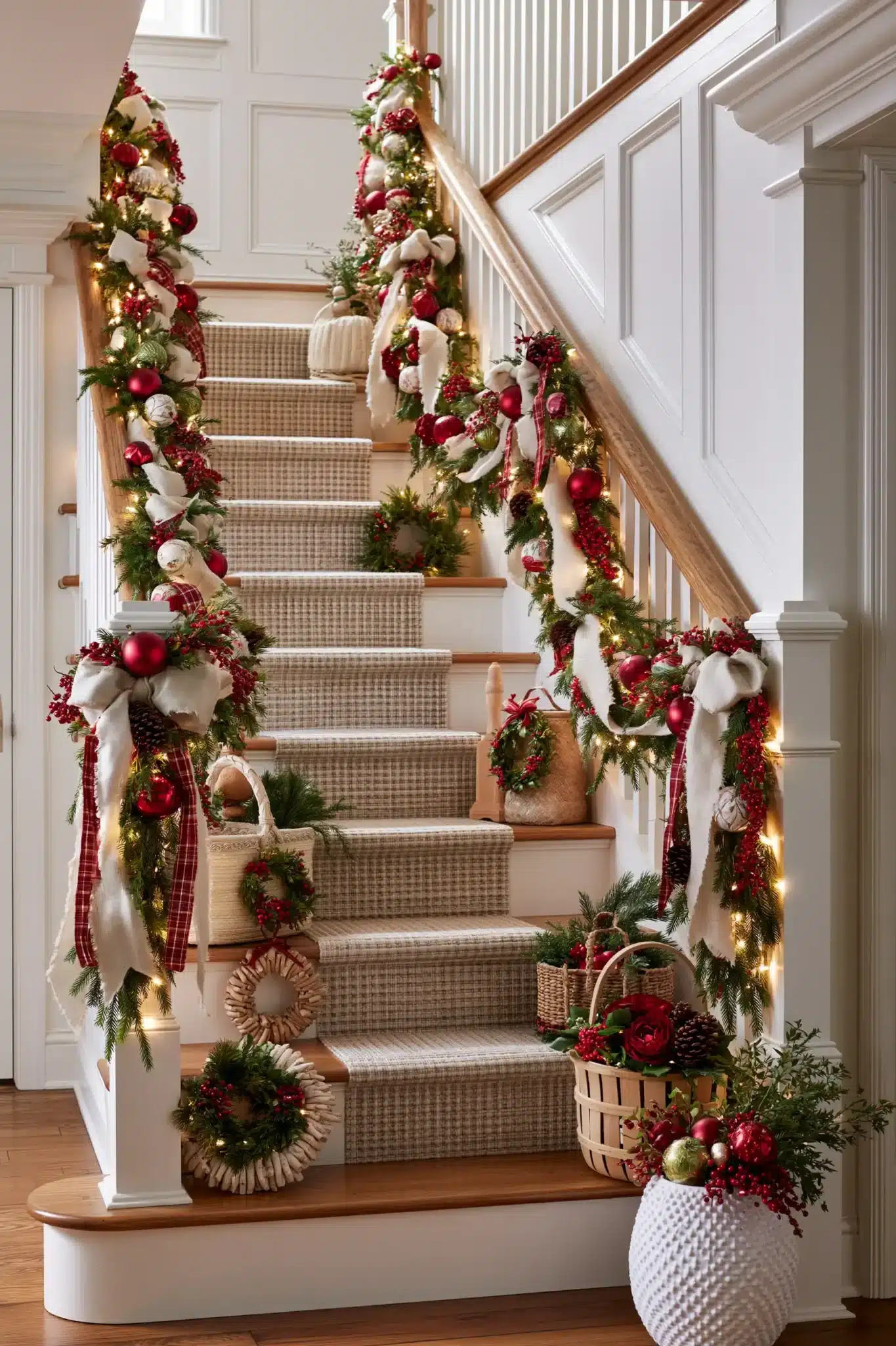29 Christmas Staircase Decor Ideas That Actually Hold Up 28