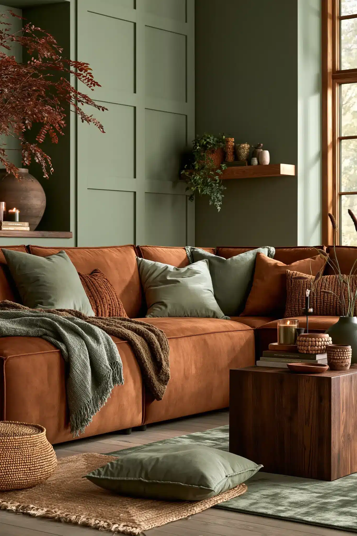 29 Sage Green and Brown Living Room Ideas with Honest Wood 28