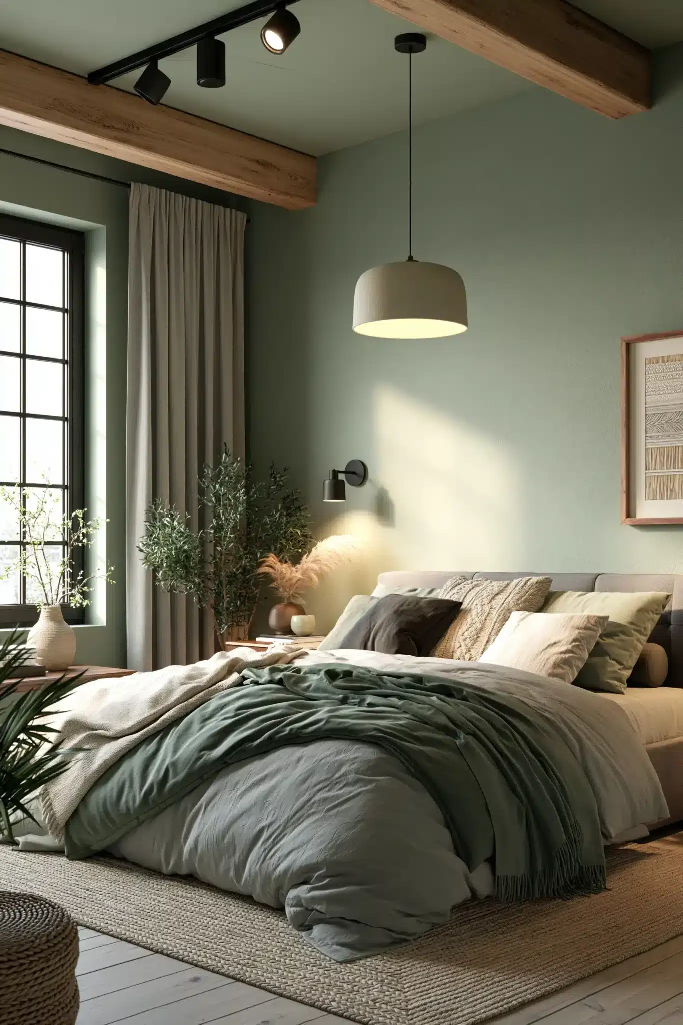 29 Sage Green and Grey Bedroom Ideas That Read Calm 28