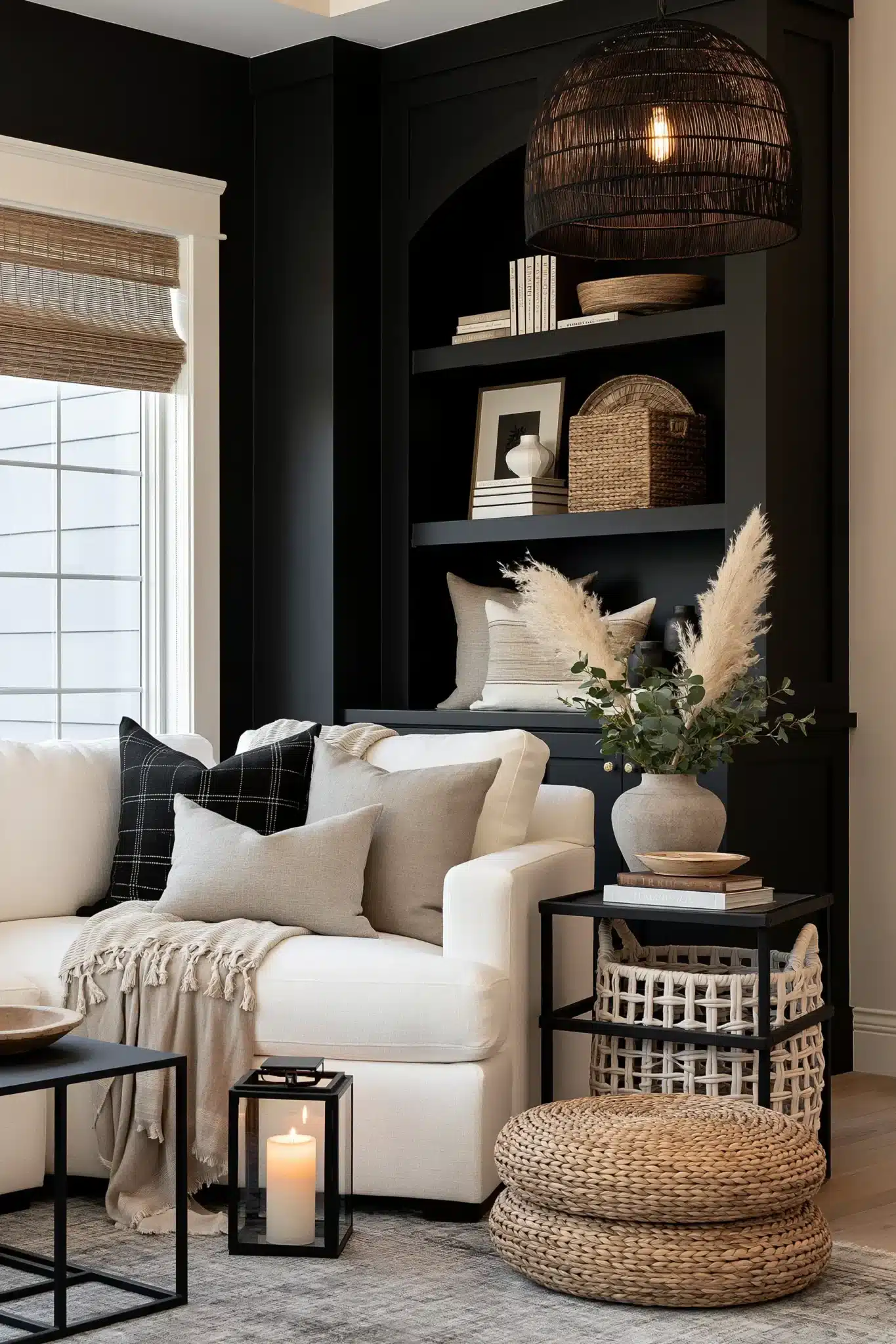 29 Black and White Living Room Decor Ideas with Real Contrast 28