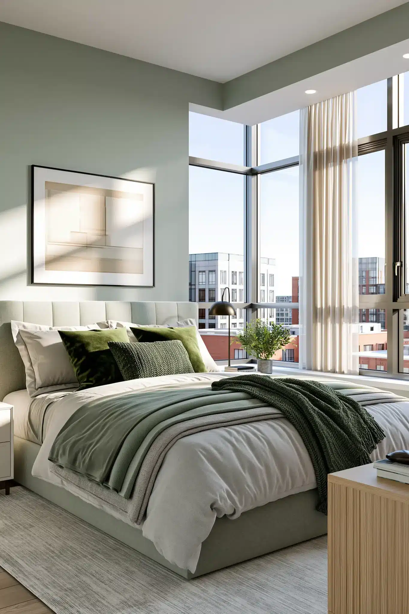 29 Sage Green and Grey Bedroom Ideas That Read Calm 3