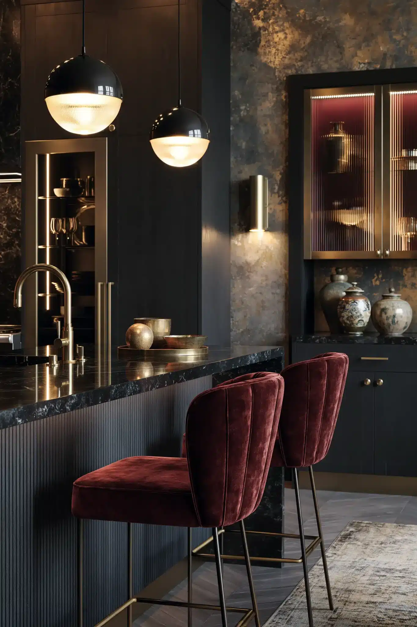 29 Gothic Kitchen Ideas with Stone, Brass, and Black 3