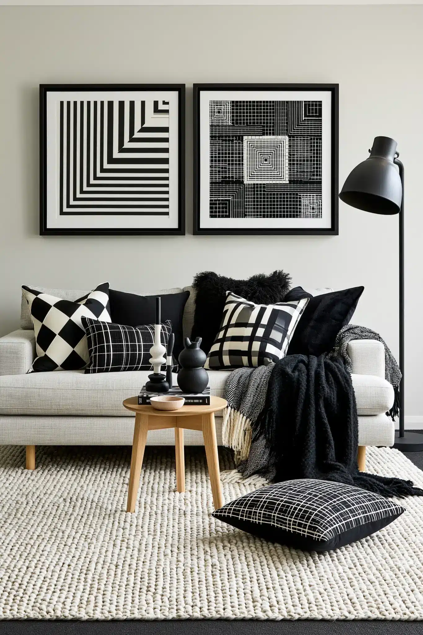 29 Black and White Living Room Decor Ideas with Real Contrast 4