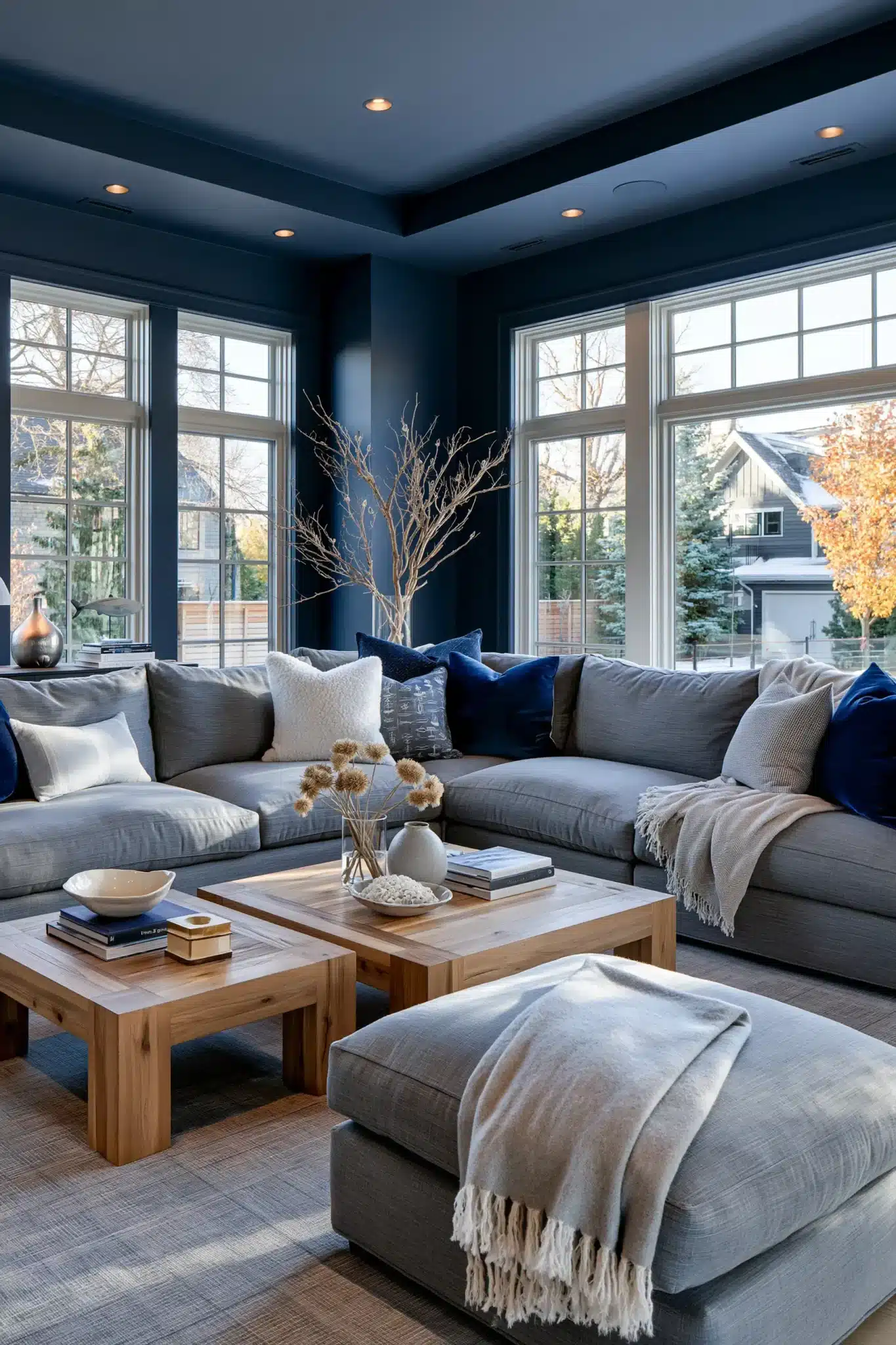 29 Navy Blue and Grey Living Room Ideas That Feel Grounded 4