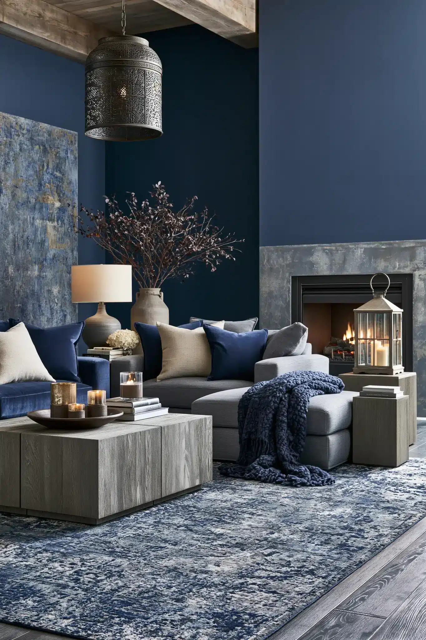 29 Navy Blue and Grey Living Room Ideas That Feel Grounded 5