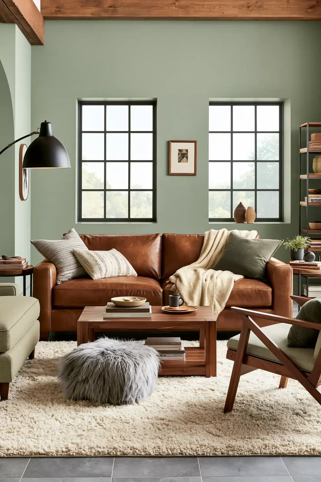 29 Sage Green and Brown Living Room Ideas with Honest Wood 5