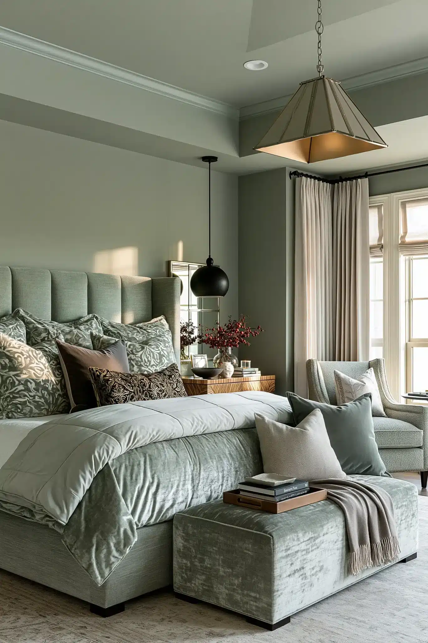 29 Sage Green and Grey Bedroom Ideas That Read Calm 7