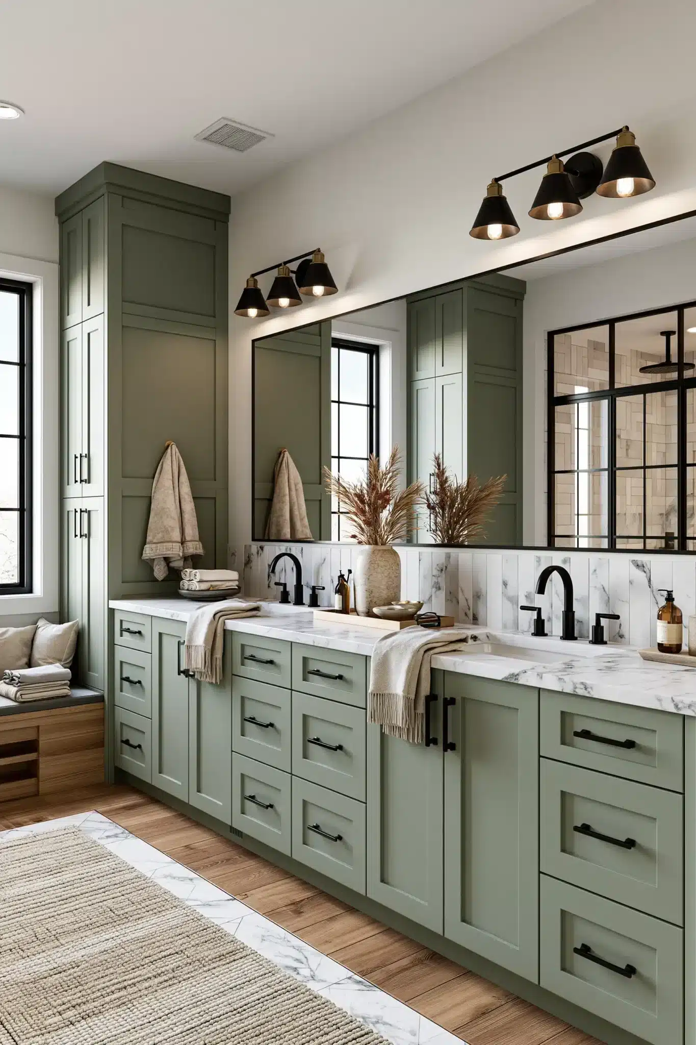 29 Sage Green and Black Bathroom Ideas That Stay Sharp 7