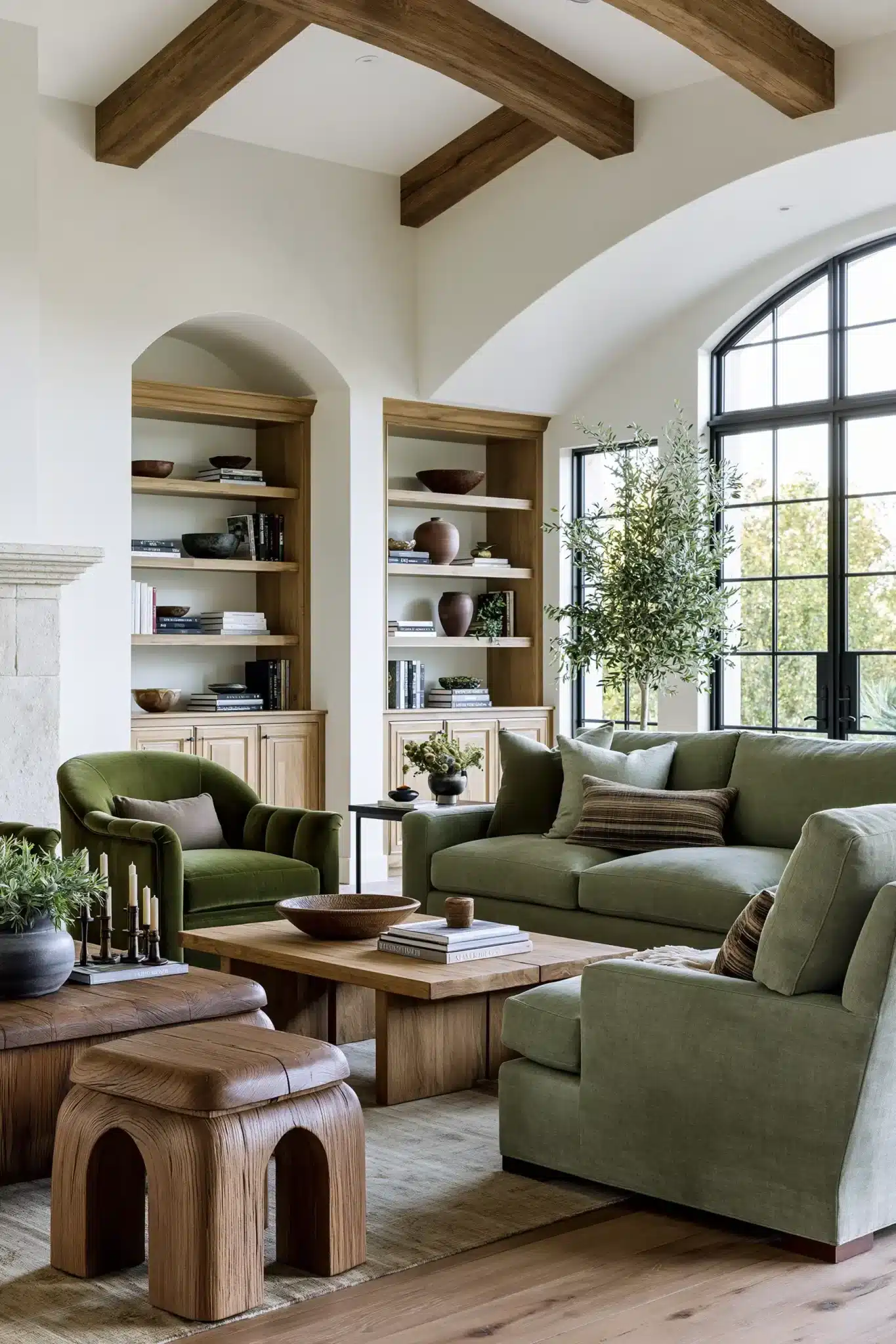 29 Sage Green and Brown Living Room Ideas with Honest Wood 7