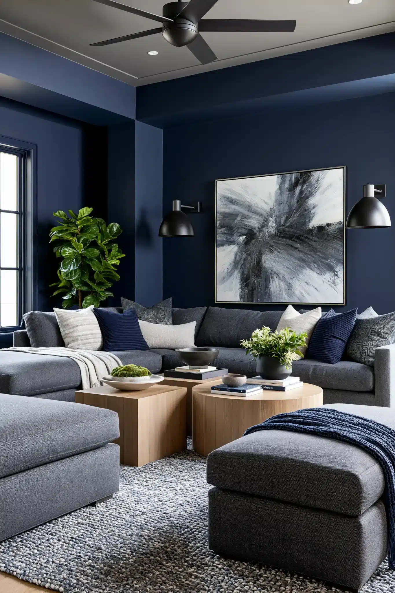 29 Navy Blue and Grey Living Room Ideas That Feel Grounded 7
