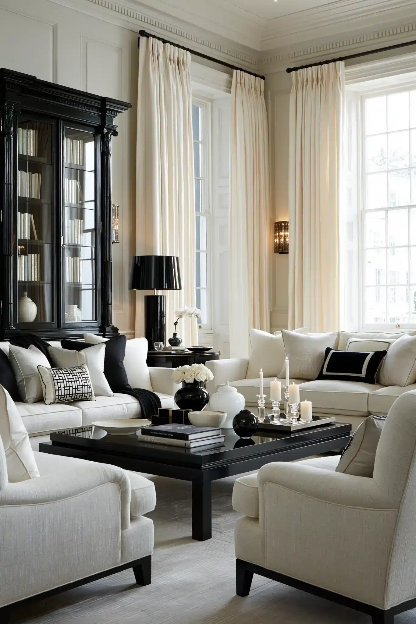 29 Black and White Living Room Decor Ideas with Real Contrast 8