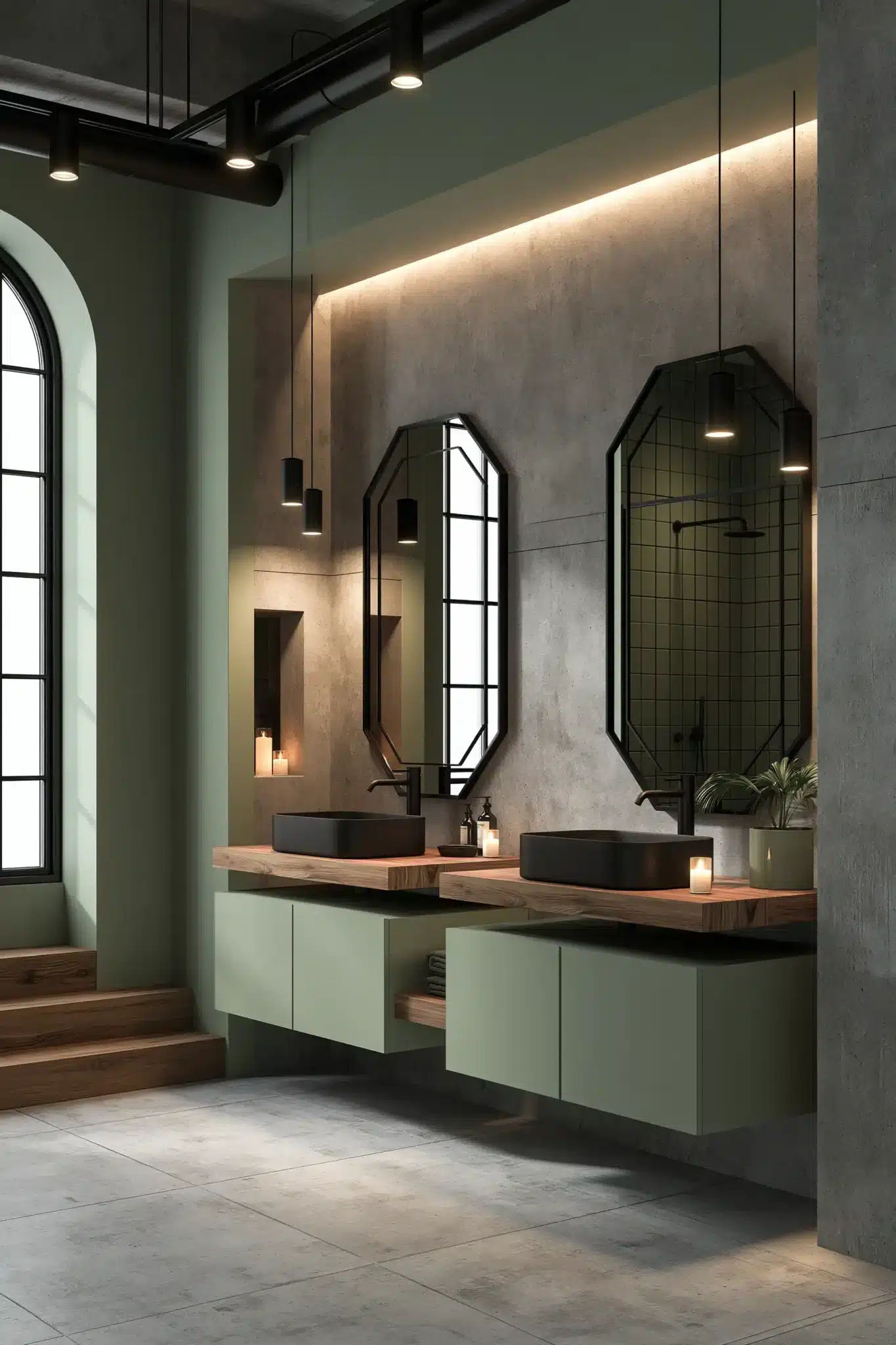 29 Sage Green and Black Bathroom Ideas That Stay Sharp 8