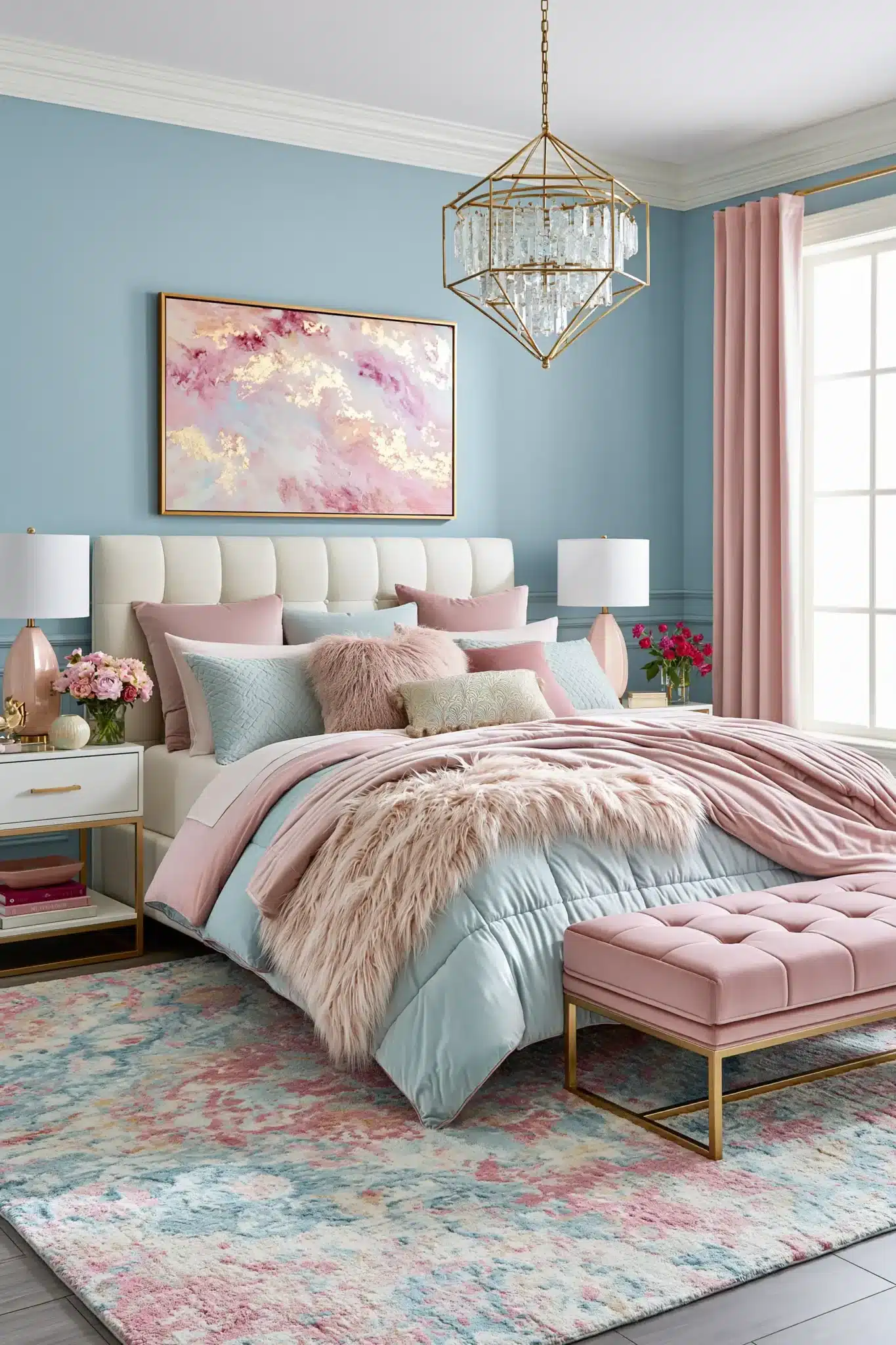 29 Light Blue and Pink Bedroom Ideas That Stay Grown-Up 9