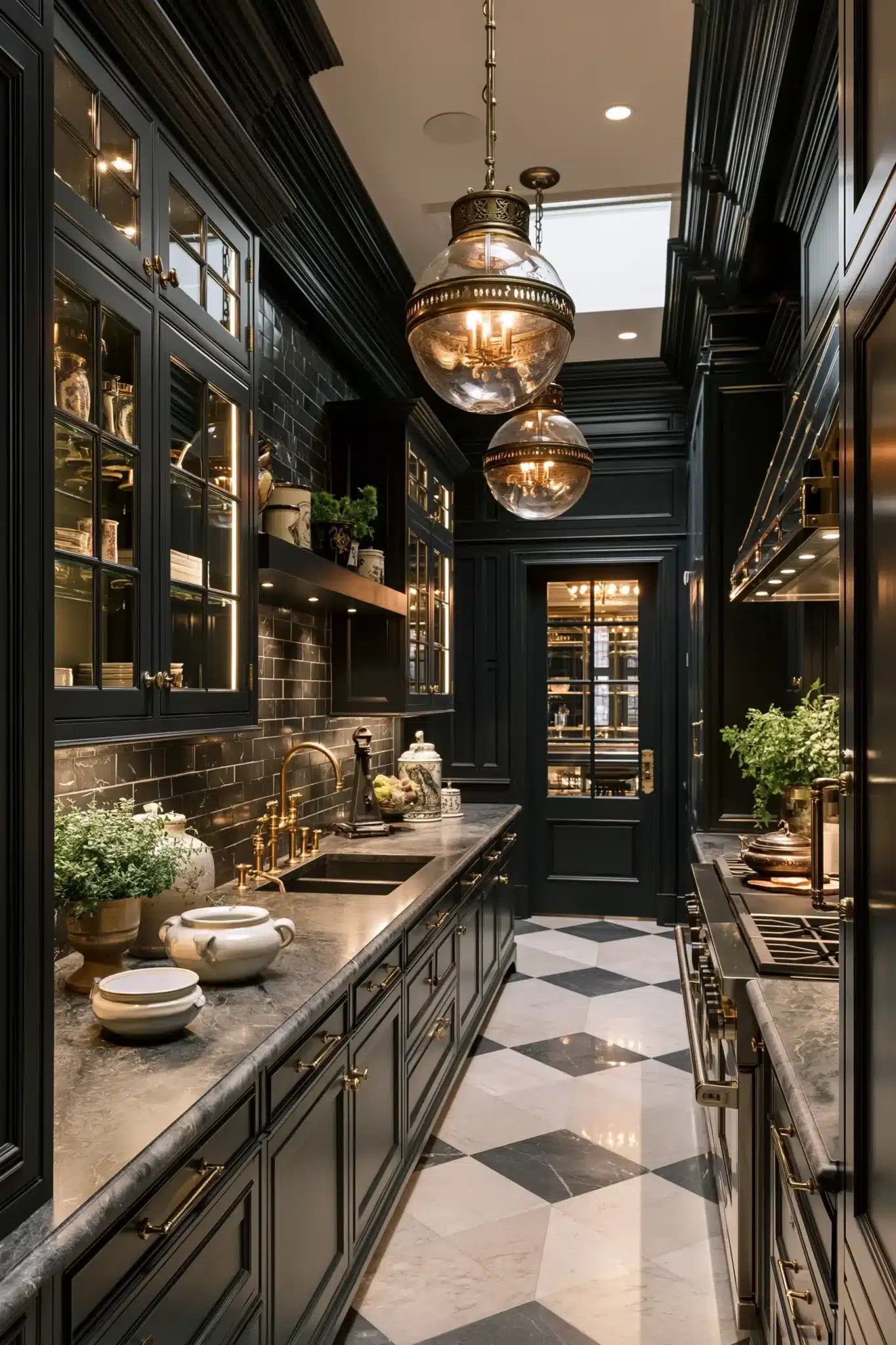 29 Gothic Kitchen Ideas with Stone, Brass, and Black 9