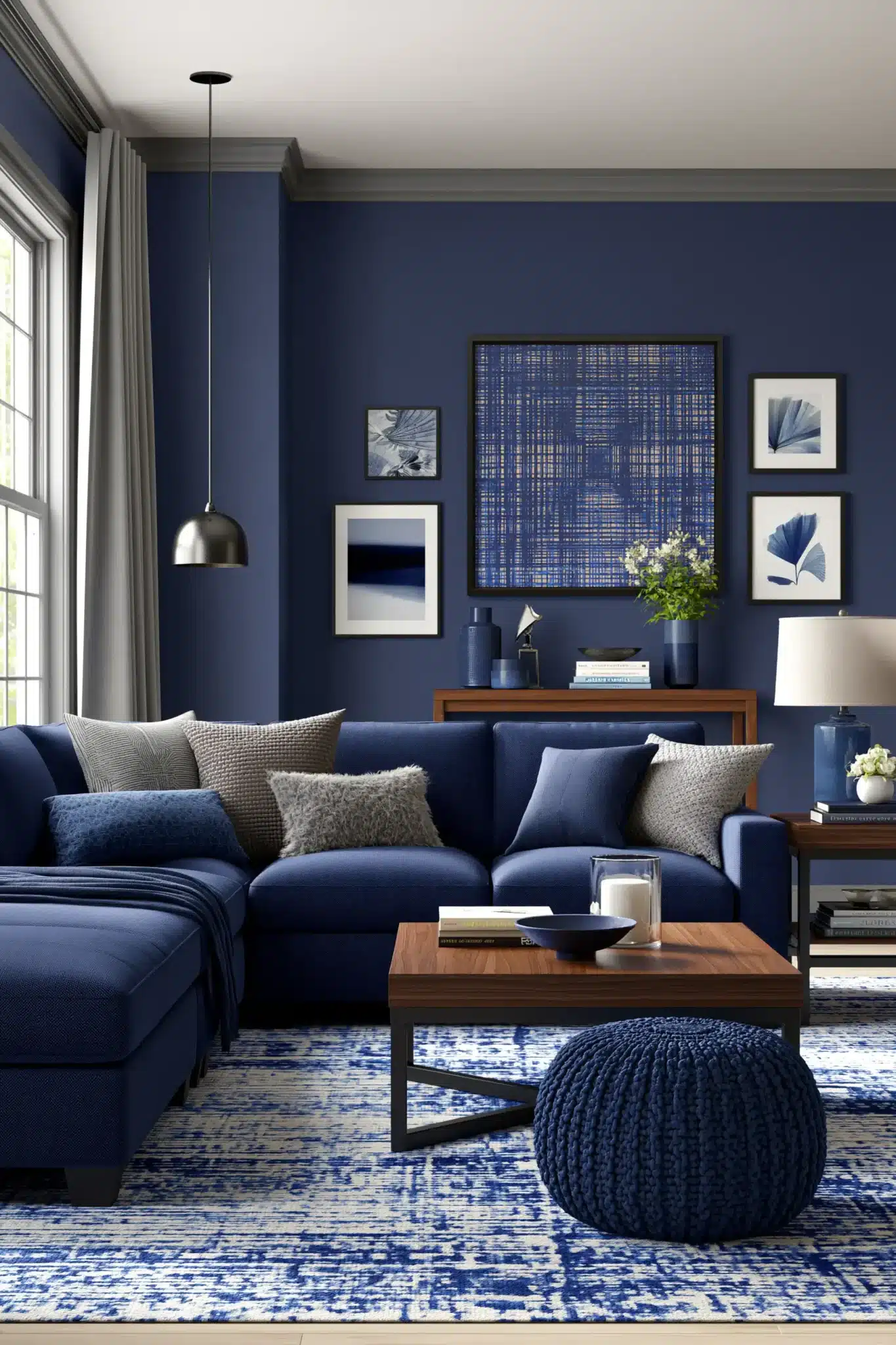 29 Navy Blue and Grey Living Room Ideas That Feel Grounded 9