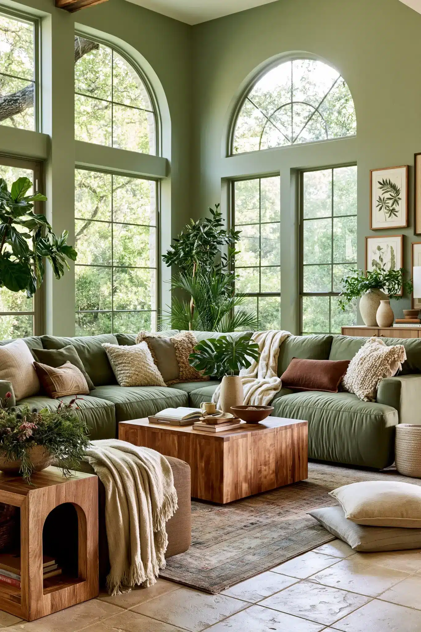 29 Sage Green and Brown Living Room Ideas with Honest Wood 9