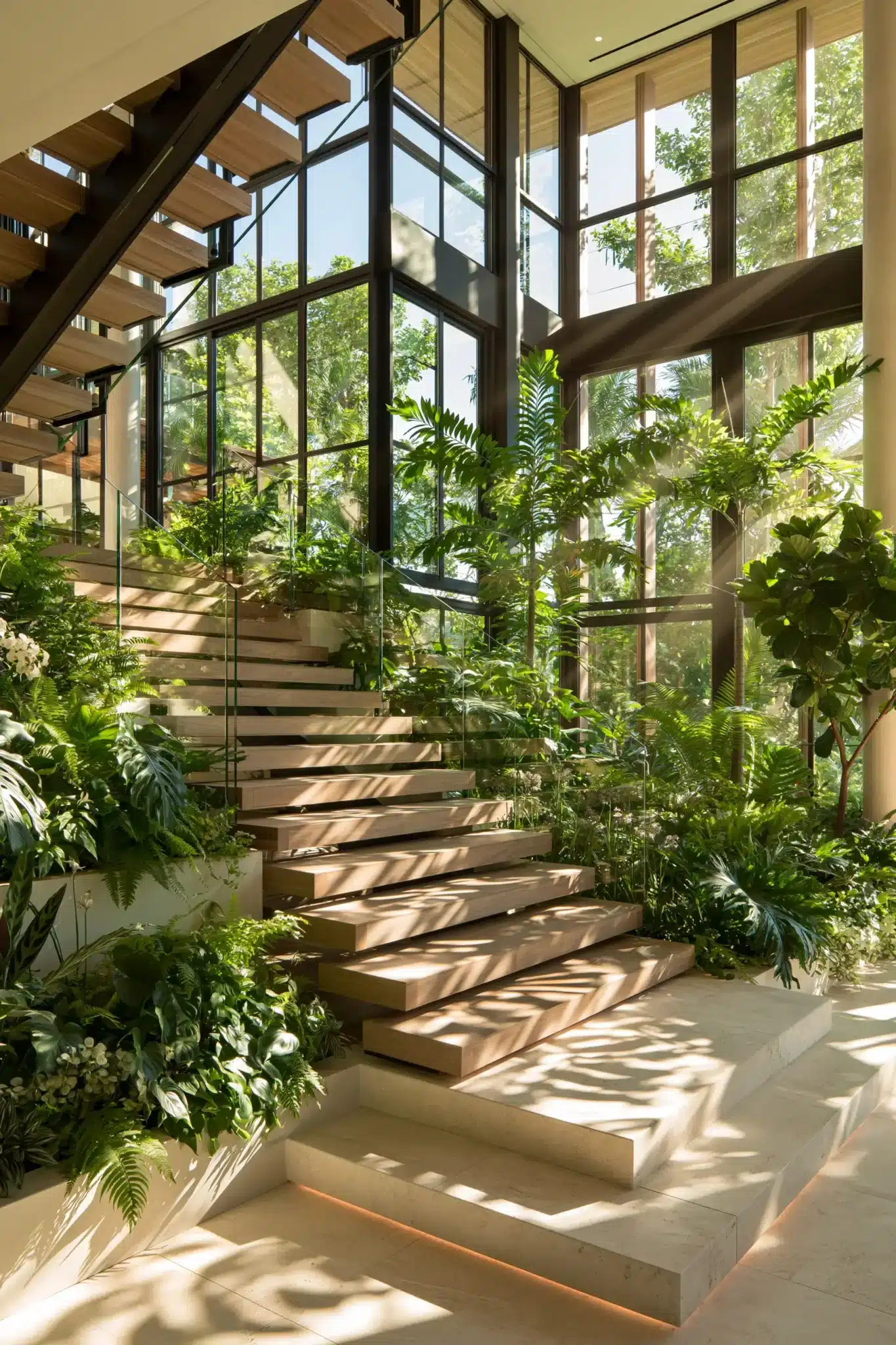 29 Indoor Staircase Garden Ideas for a Stairwell That Breathes 9