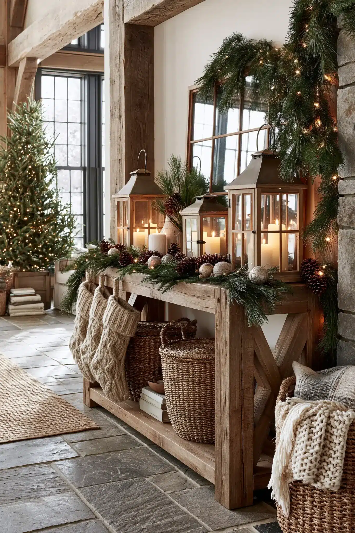 29 Christmas Entryway Table Decor Ideas for a First Impression That Is Warm 1 christmas entryway table decor