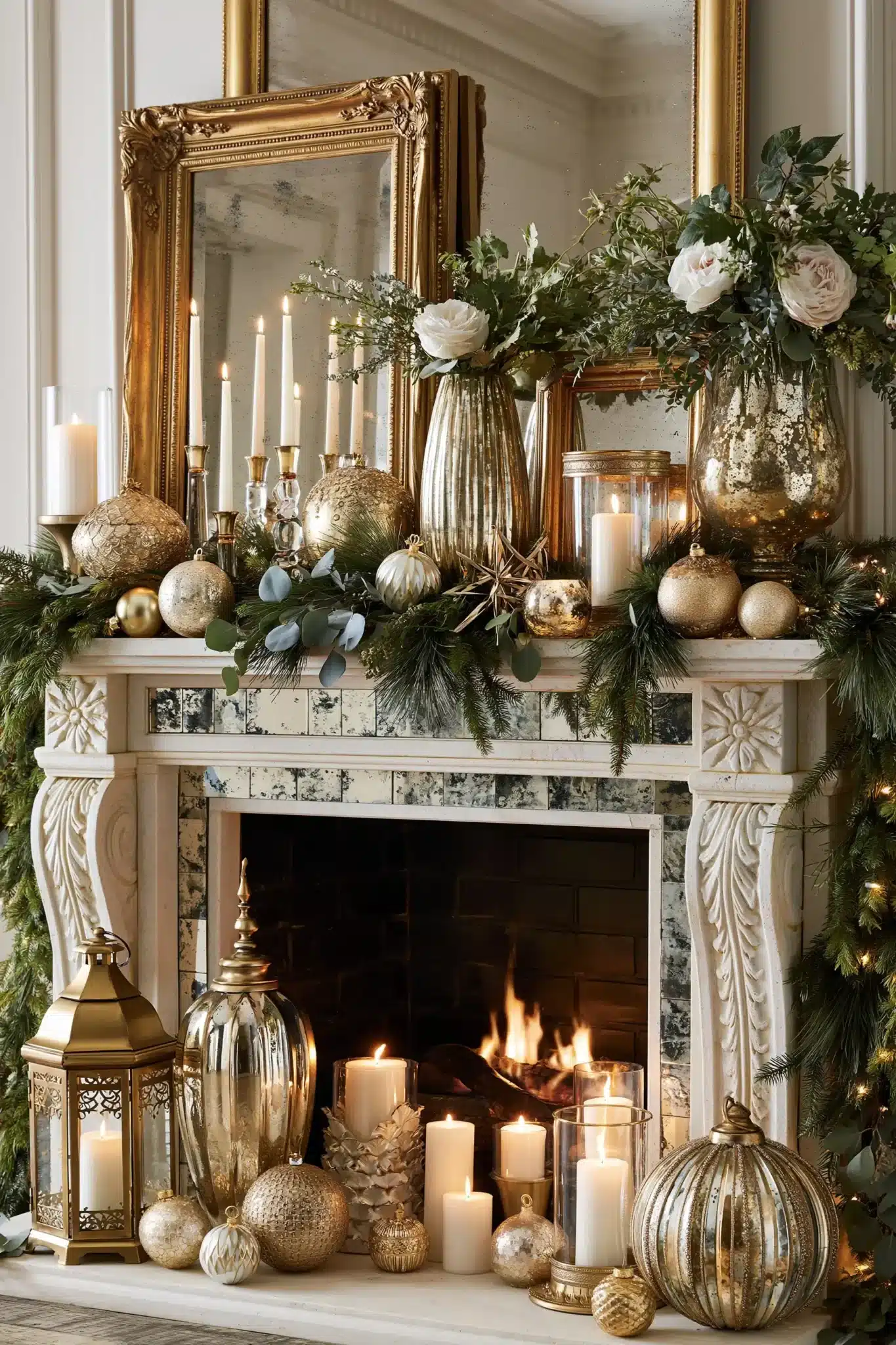 29 Christmas Mantle Decor Ideas for a Hearth That Does Not Compete With the Tree 11 christmas mantle decor