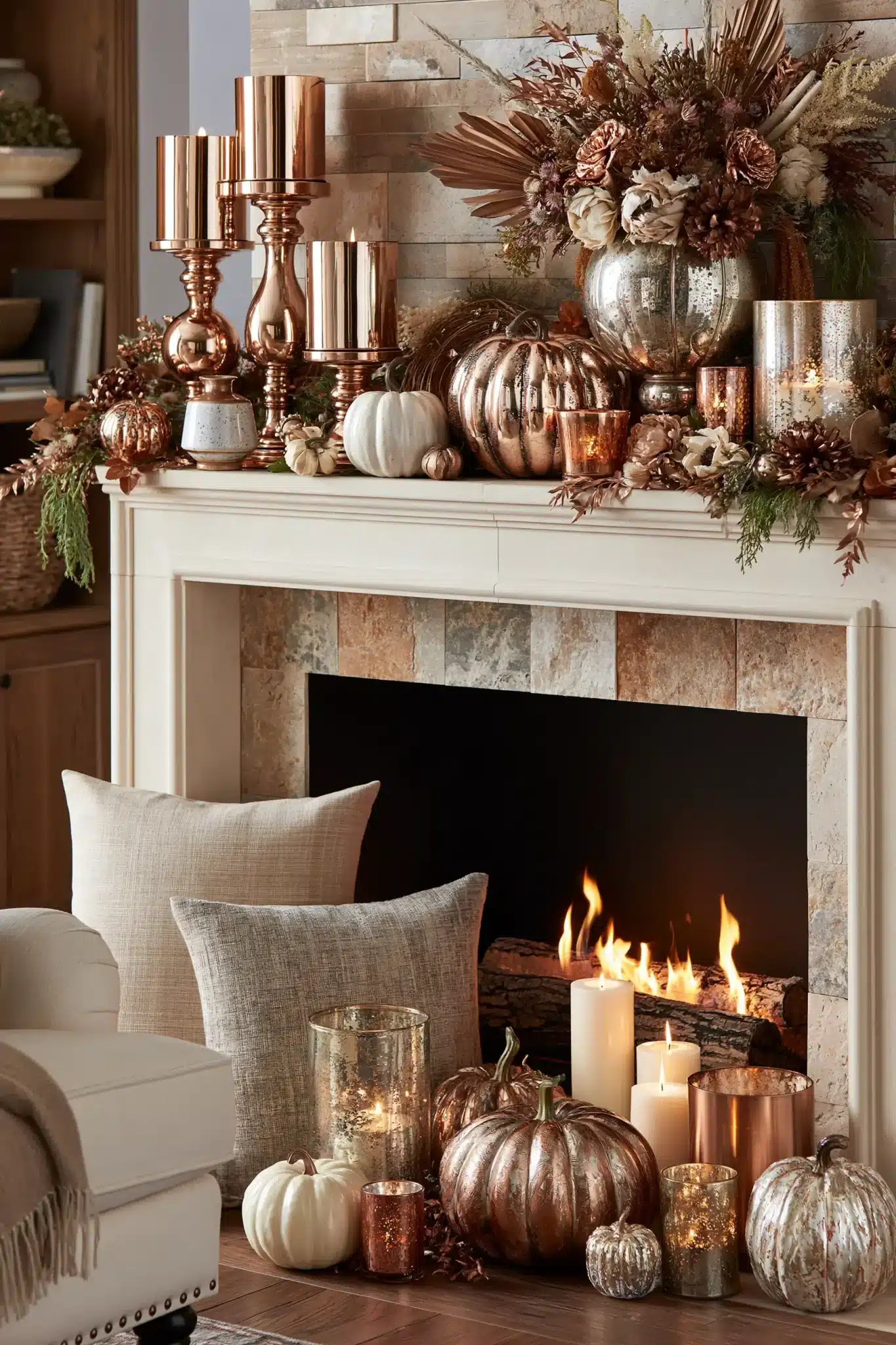 29 Thanksgiving Mantel Decor Ideas for a Hearth That Anchors the Room 14 thanksgiving mantel decor