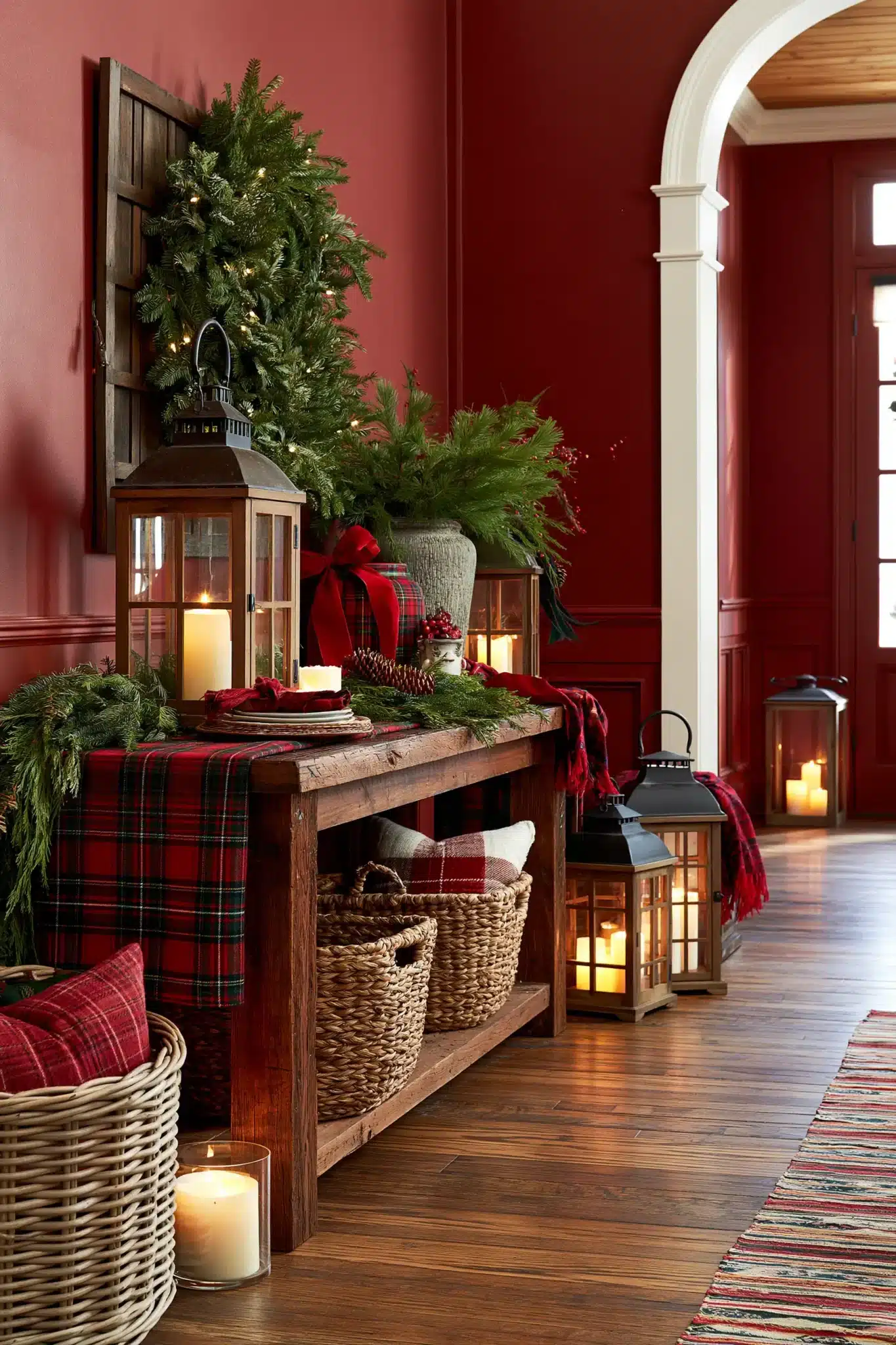 29 Christmas Entryway Table Decor Ideas for a First Impression That Is Warm 14 christmas entryway table decor