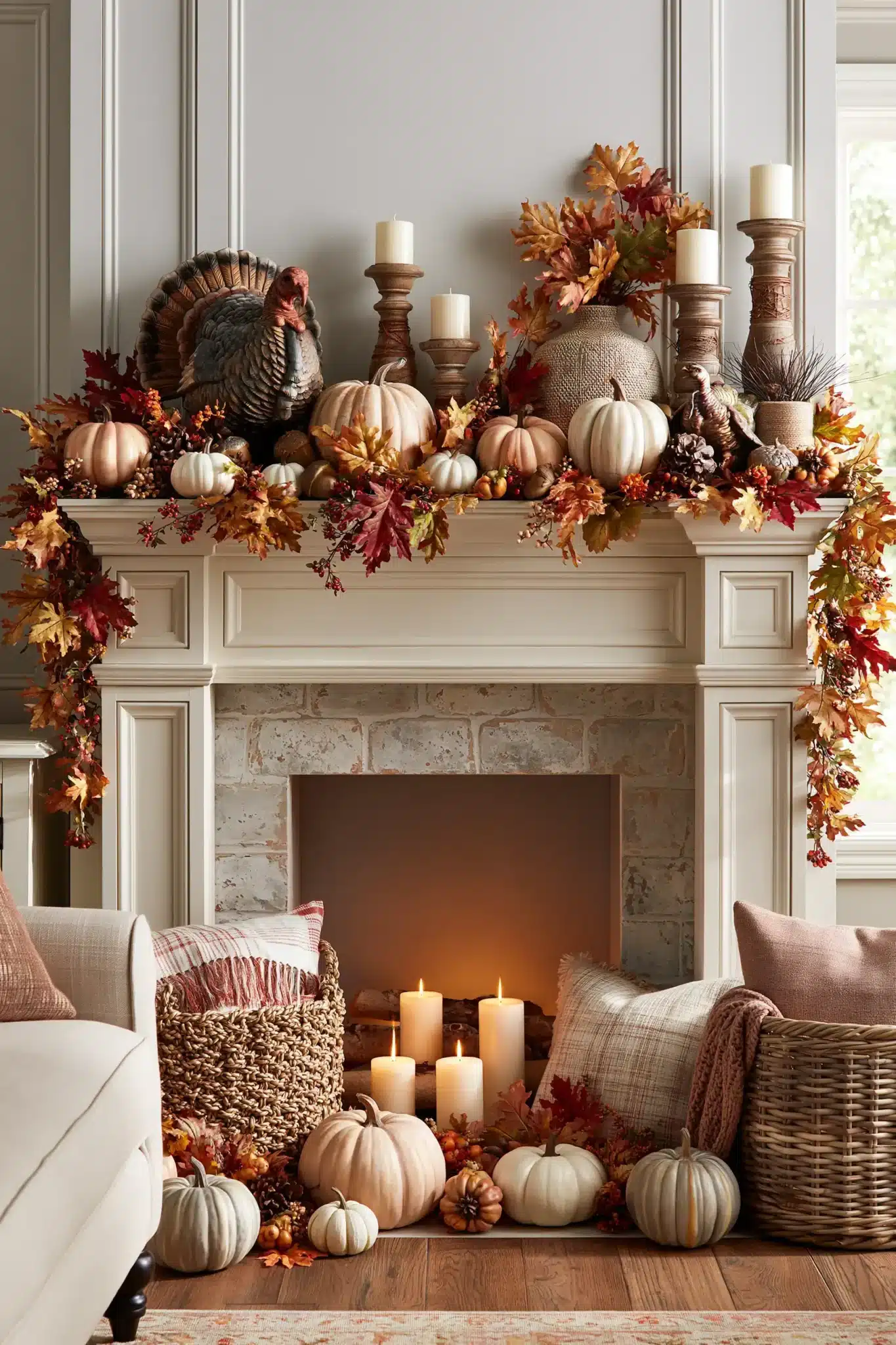 29 Thanksgiving Mantel Decor Ideas for a Hearth That Anchors the Room 15 thanksgiving mantel decor