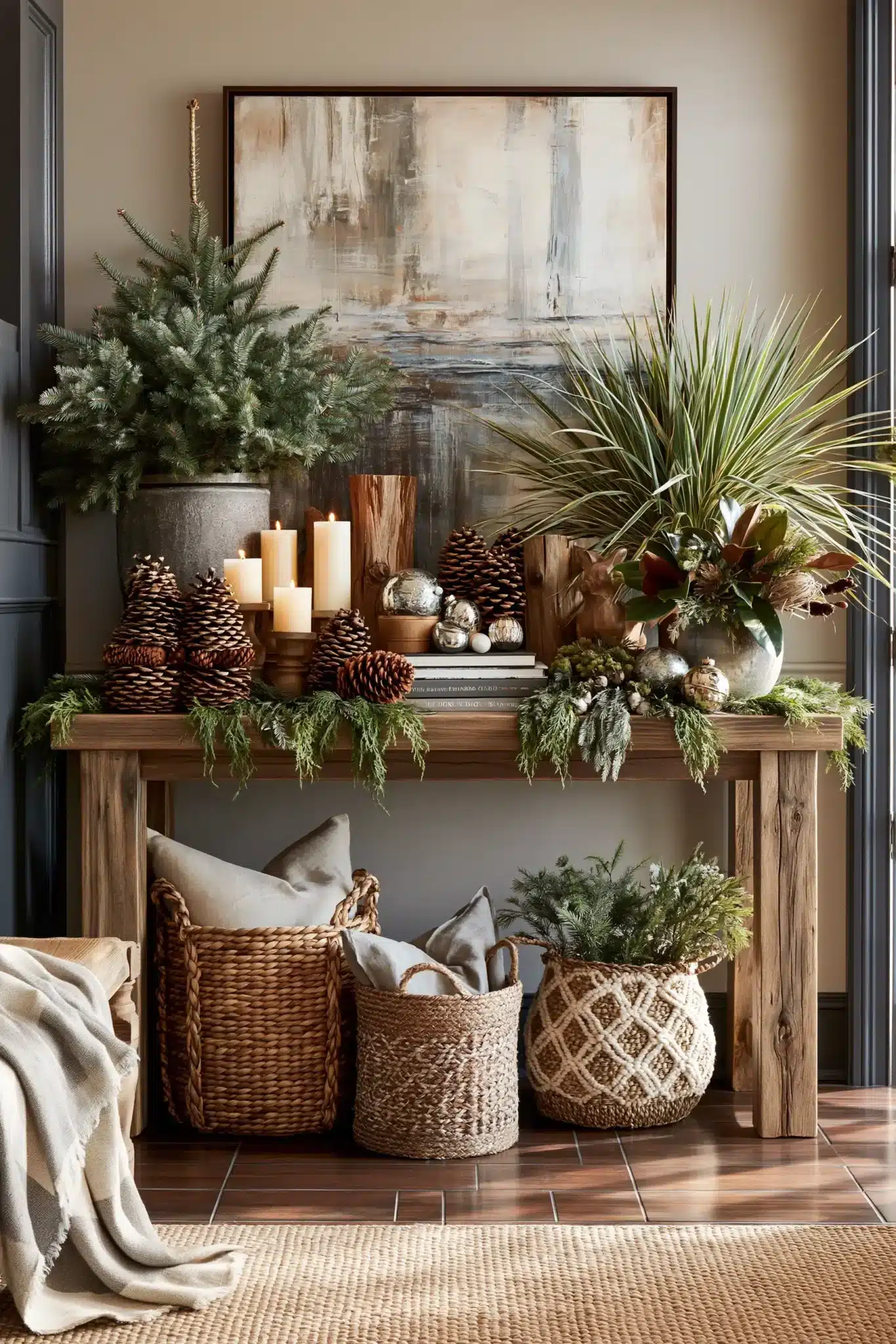 29 Christmas Entryway Table Decor Ideas for a First Impression That Is Warm 18 christmas entryway table decor