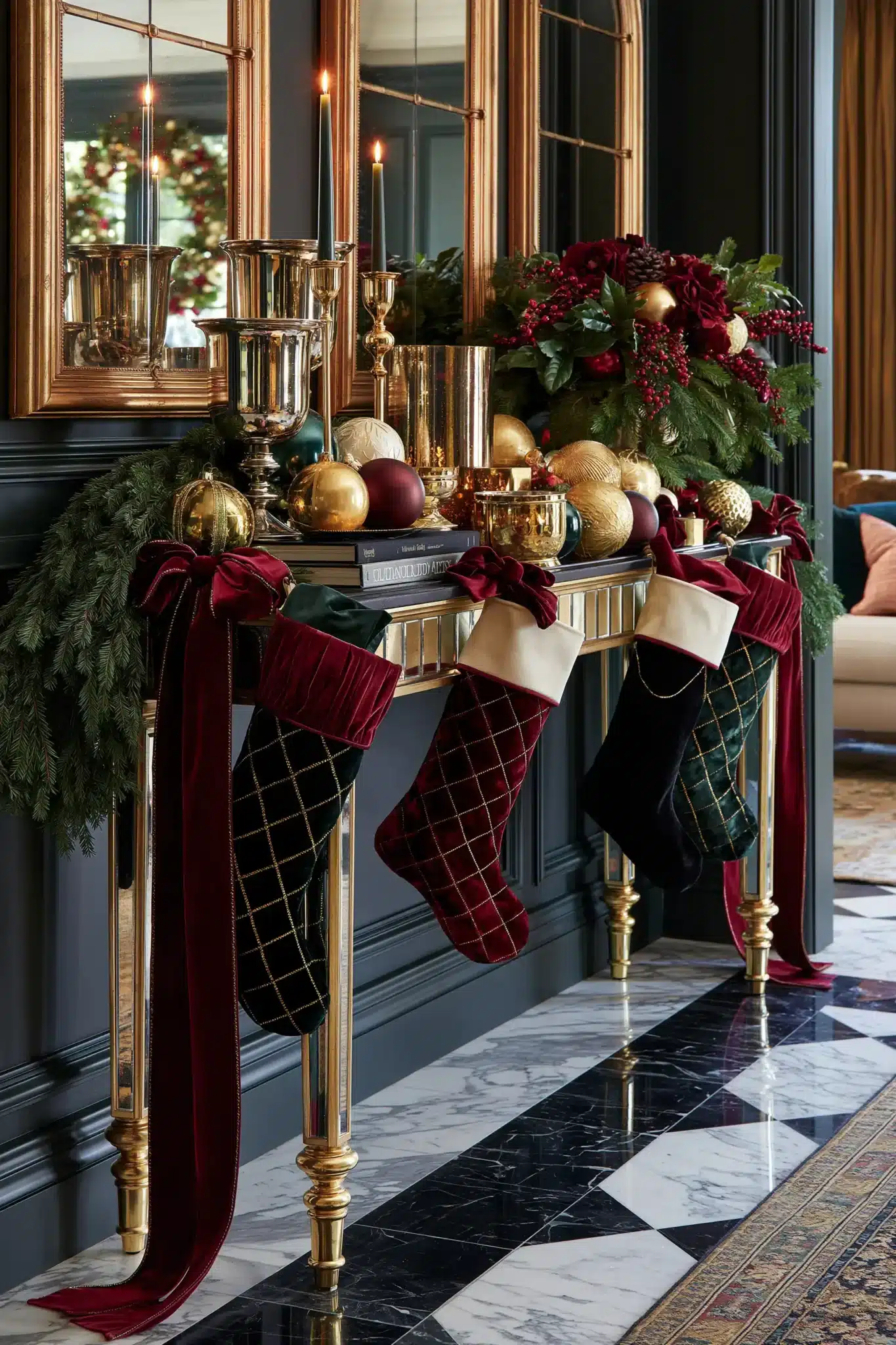 29 Christmas Entryway Table Decor Ideas for a First Impression That Is Warm 19 christmas entryway table decor