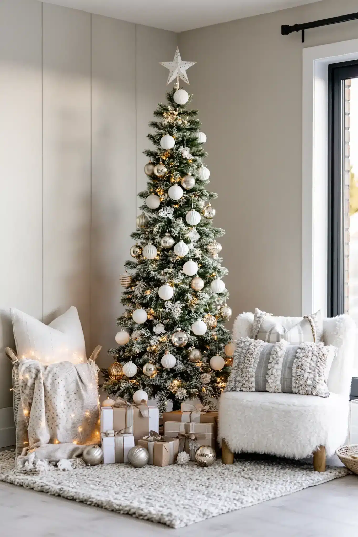 29 White and Gold Christmas Decor Ideas for a Room That Stays Quiet 21 white and gold christmas decor