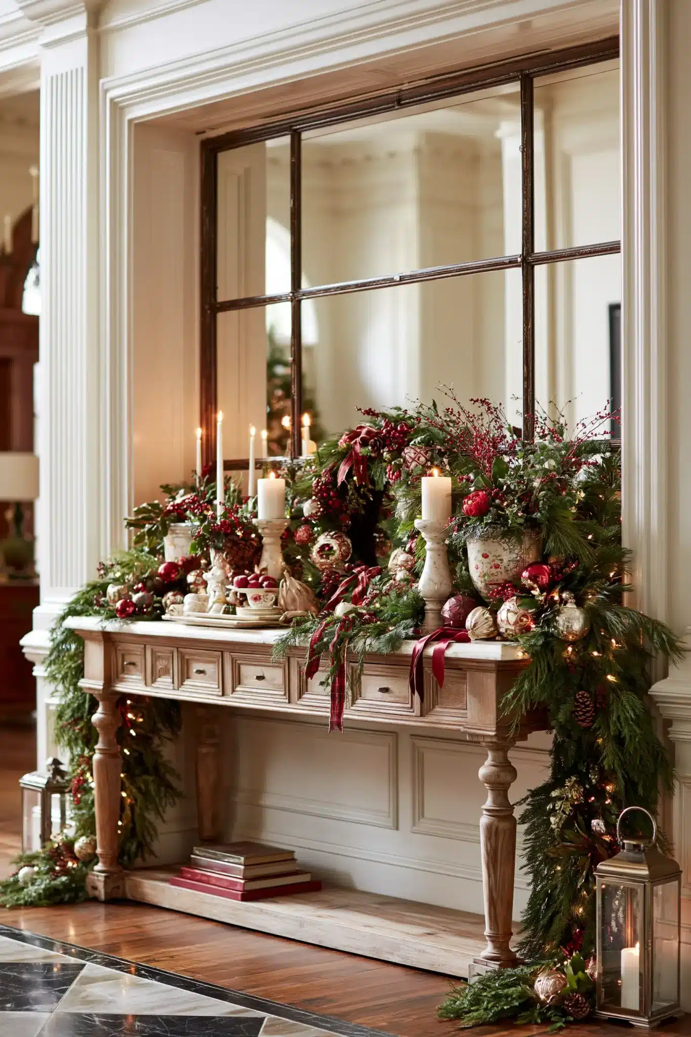 29 Christmas Entryway Table Decor Ideas for a First Impression That Is Warm 21 christmas entryway table decor