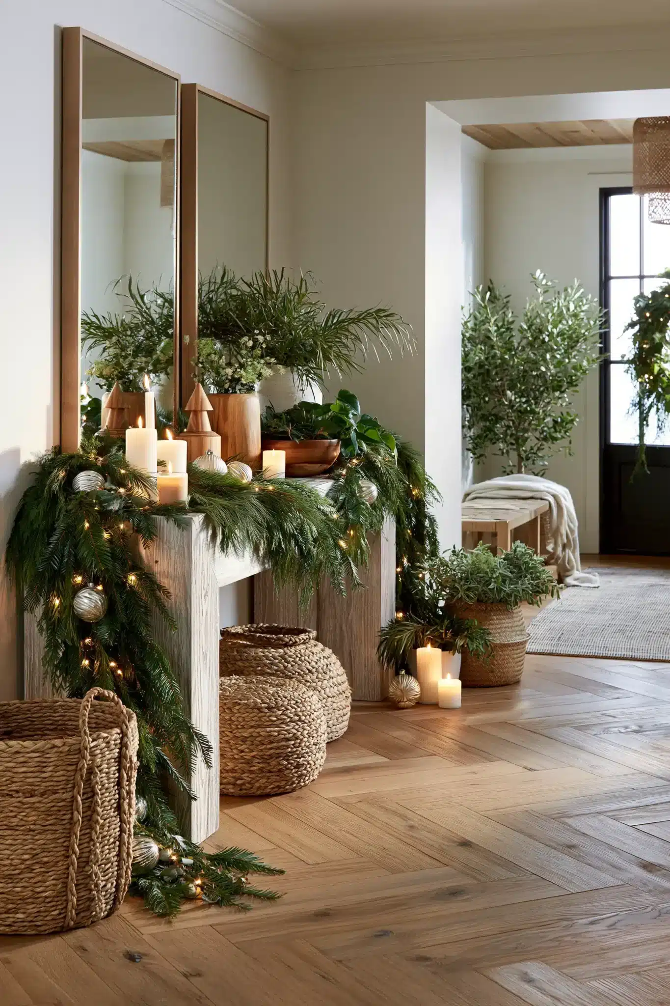 29 Christmas Entryway Table Decor Ideas for a First Impression That Is Warm 22 christmas entryway table decor