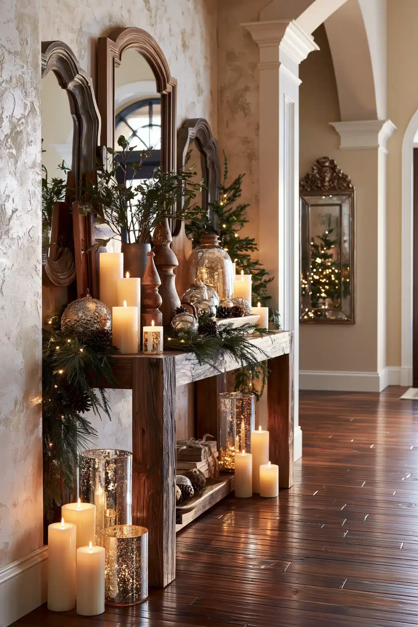 29 Christmas Entryway Table Decor Ideas for a First Impression That Is Warm 23 christmas entryway table decor