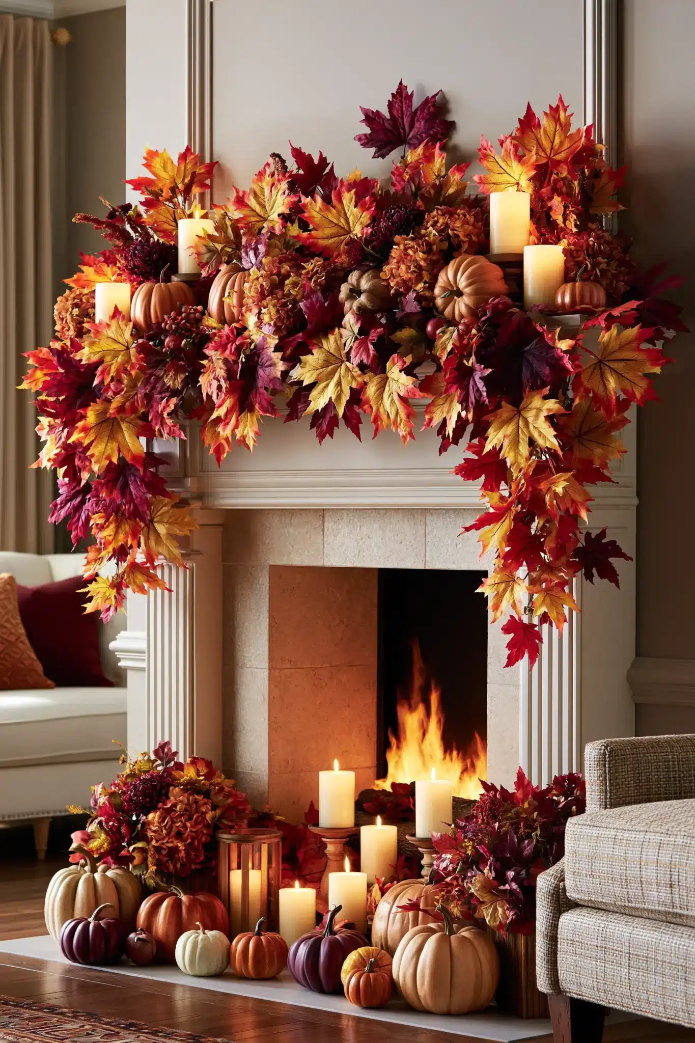 29 Thanksgiving Mantel Decor Ideas for a Hearth That Anchors the Room 23 thanksgiving mantel decor