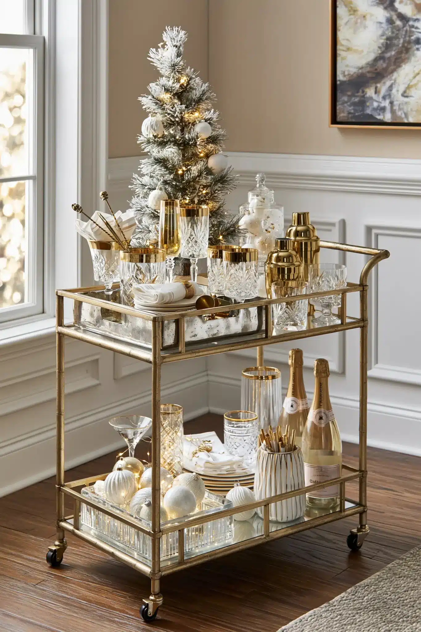 29 White and Gold Christmas Decor Ideas for a Room That Stays Quiet 23 white and gold christmas decor