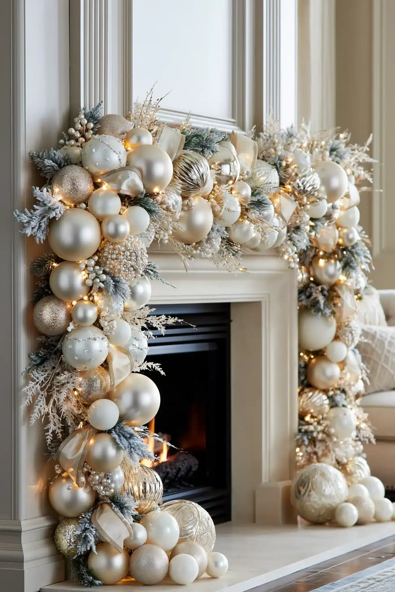 29 White and Gold Christmas Decor Ideas for a Room That Stays Quiet 26 white and gold christmas decor