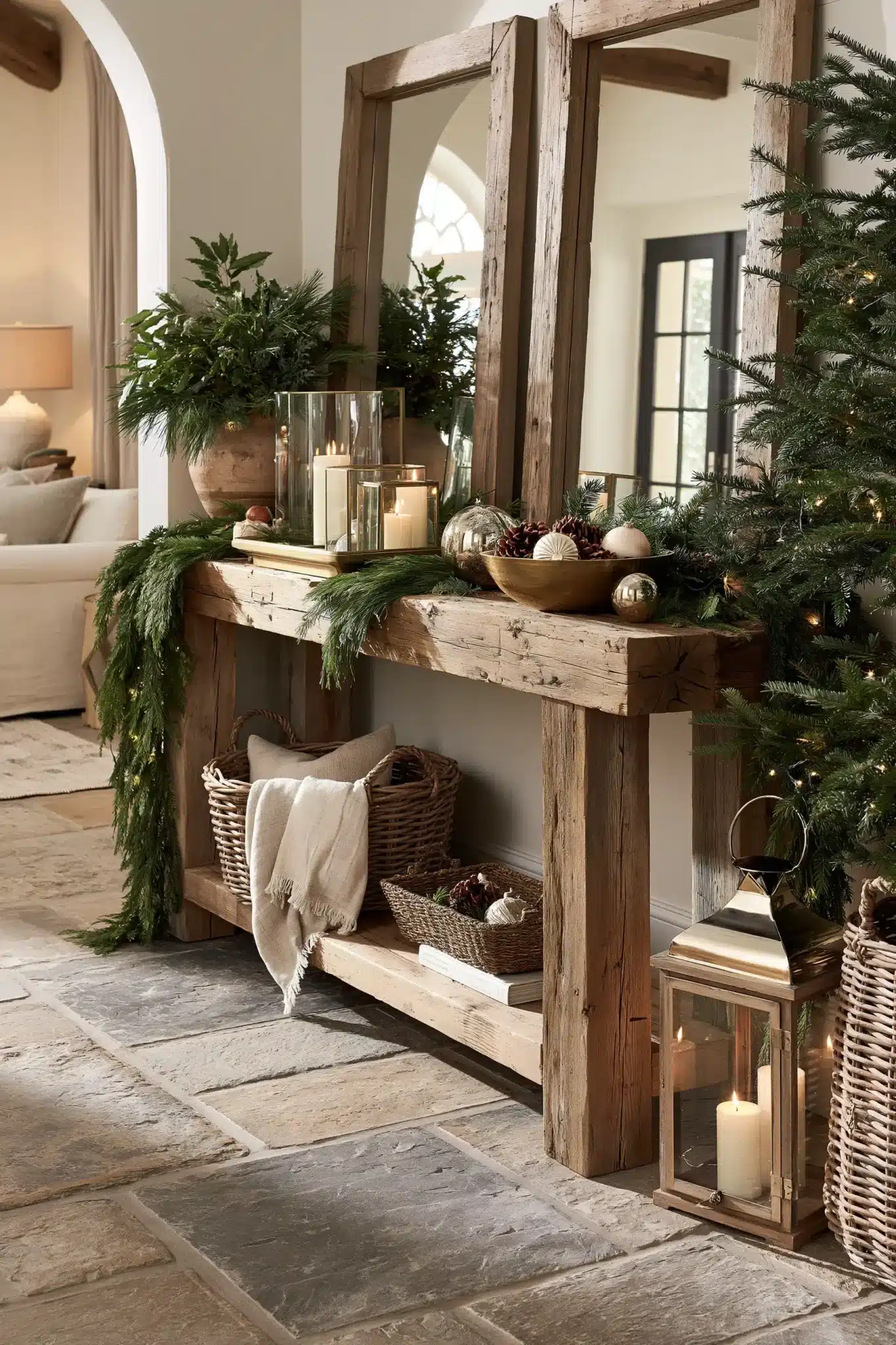 29 Christmas Entryway Table Decor Ideas for a First Impression That Is Warm 27 christmas entryway table decor