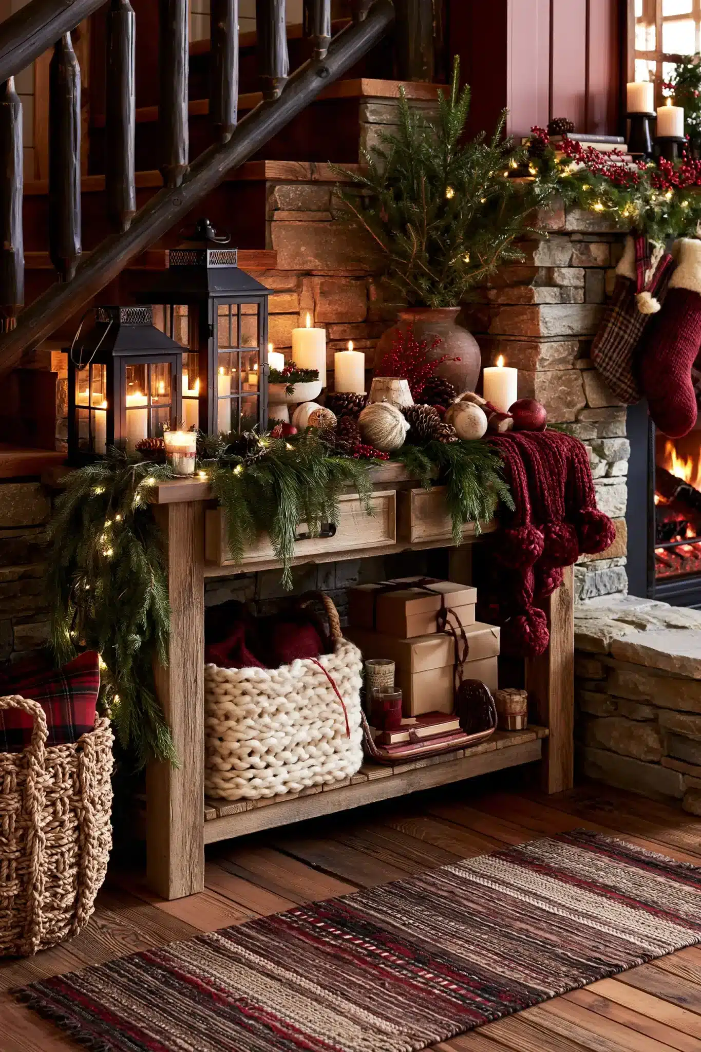 29 Christmas Entryway Table Decor Ideas for a First Impression That Is Warm 28 christmas entryway table decor