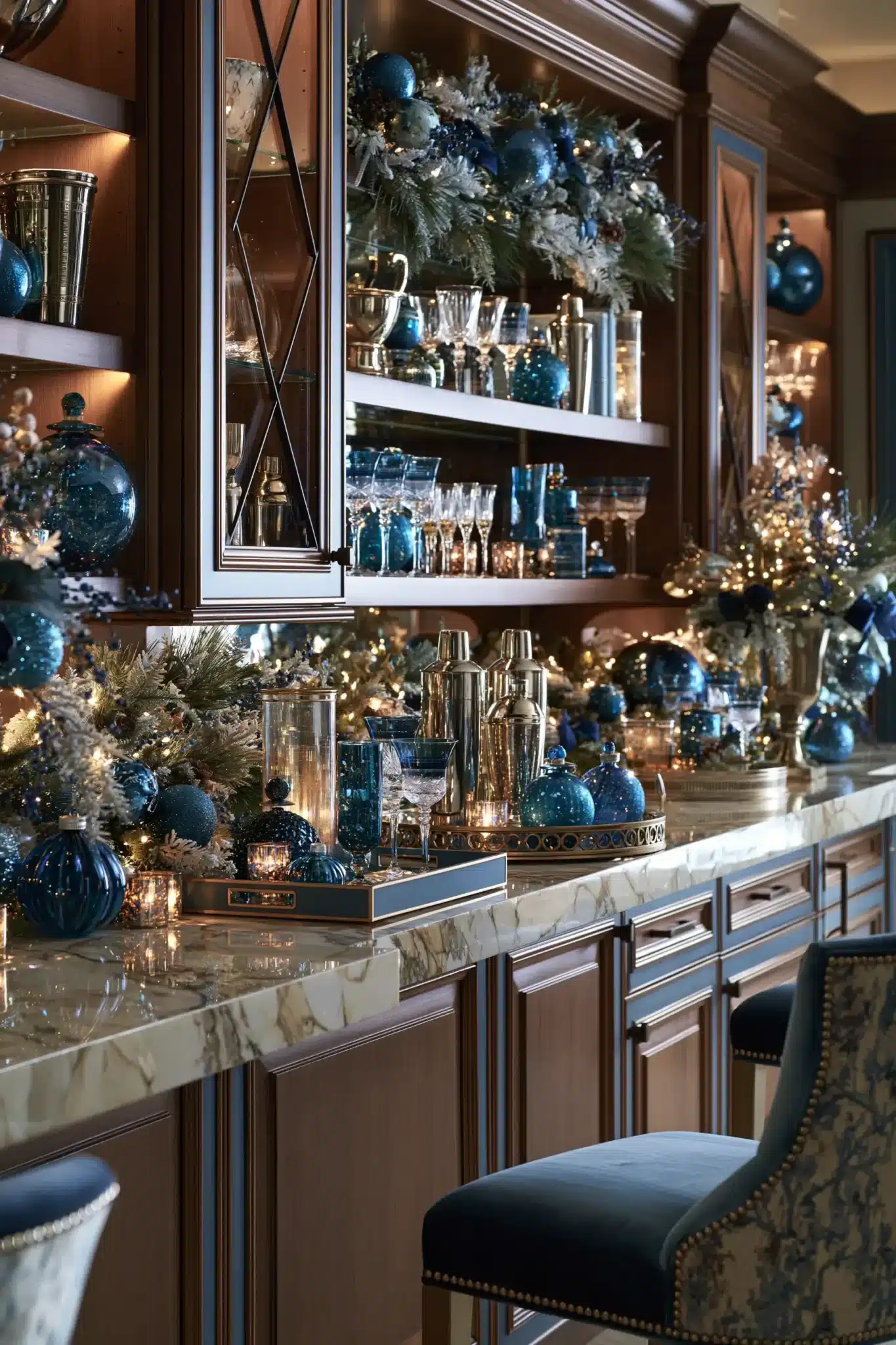 29 Blue Christmas Decor Ideas for a Tree That Breaks From Red and Green 28 blue christmas decor